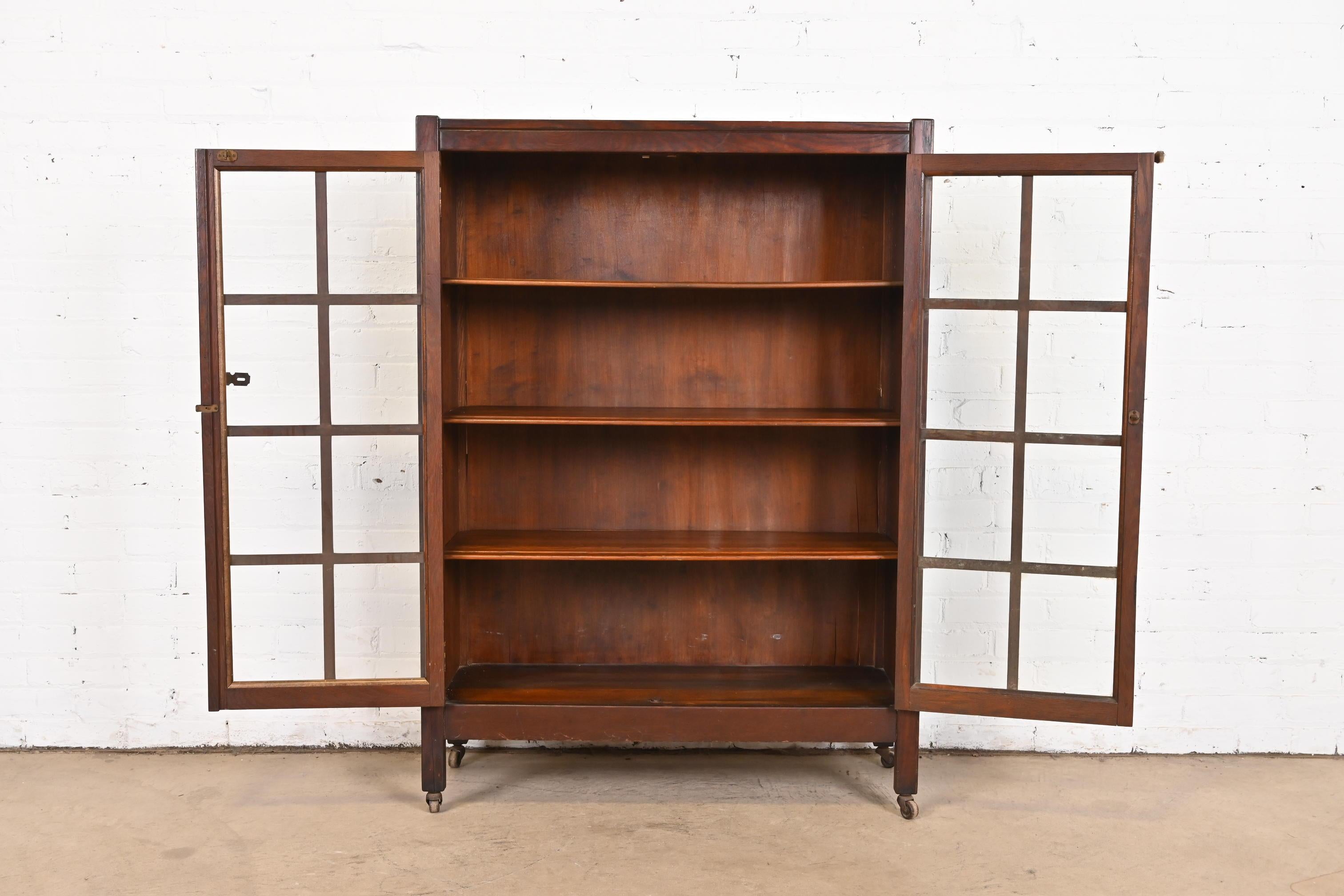 20th Century Stickley Brothers Style Mission Oak Arts and Crafts Bookcase, Circa 1900