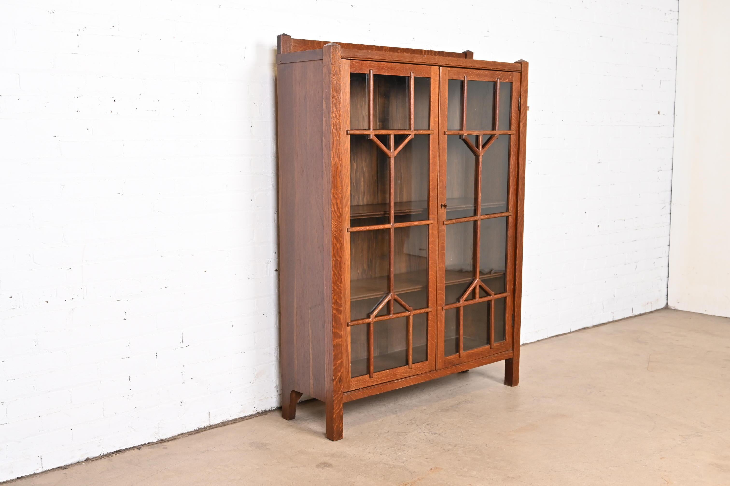20th Century Stickley Brothers Style Mission Oak Arts and Crafts Bookcase, Circa 1910