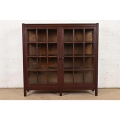 Stickley Brothers Style Mission Oak Arts & Crafts Bookcase Cabinet, Circa 1900
