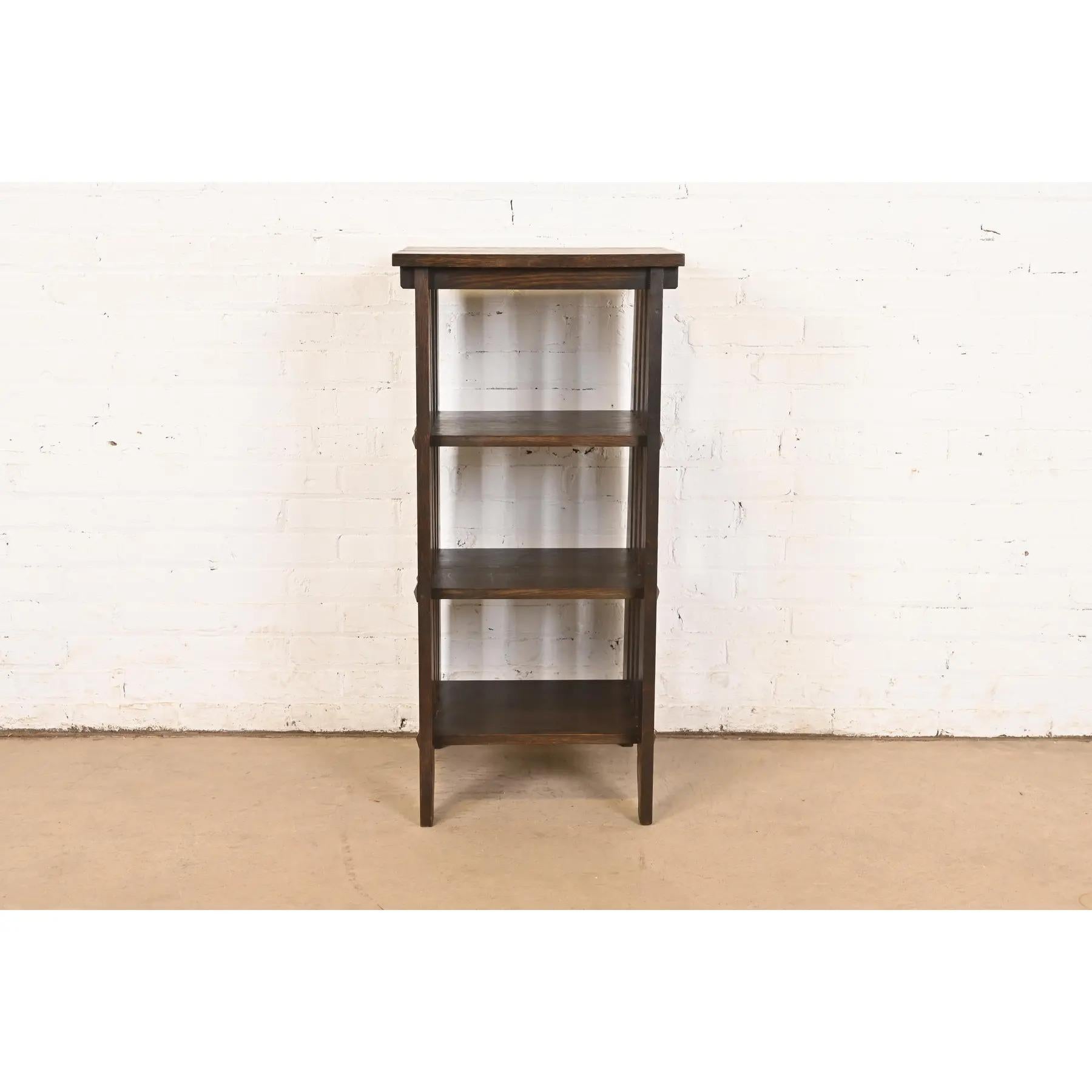 Arts and Crafts Stickley Brothers Style Mission Oak Arts & Crafts Bookcase or Magazine Rack For Sale