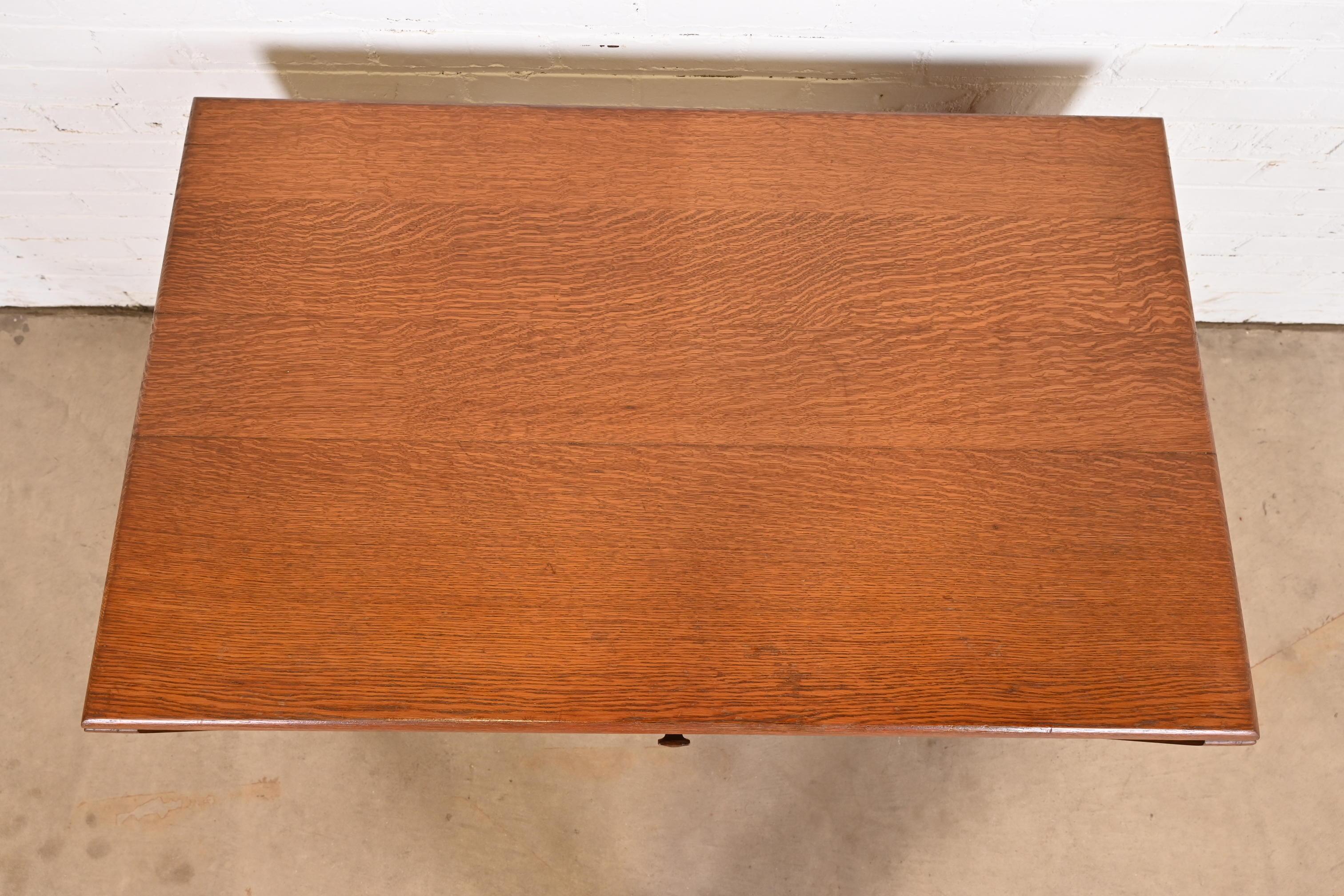 Stickley Brothers Style Mission Arts & Craft Oak Desk With Built-In Bookcases (Bureau avec bibliothèque intégrée) en vente 2