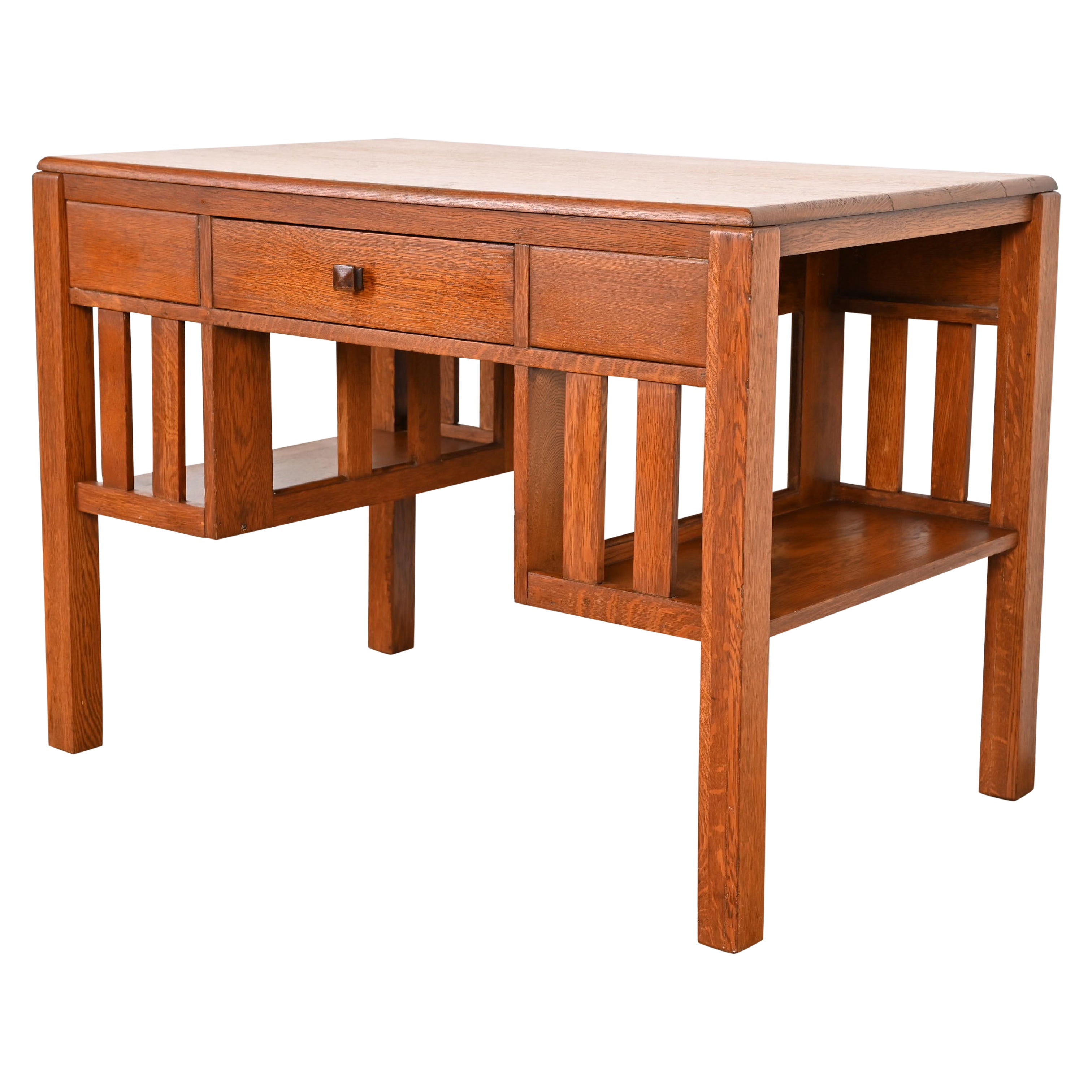 Scrivania in stile Stickley Brothers Mission Arts & Crafts in Oak con librerie incorporate