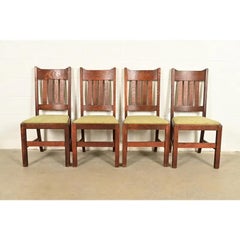Stickley Brothers Style Mission Oak Arts & Crafts Dining Chairs, Set of Four