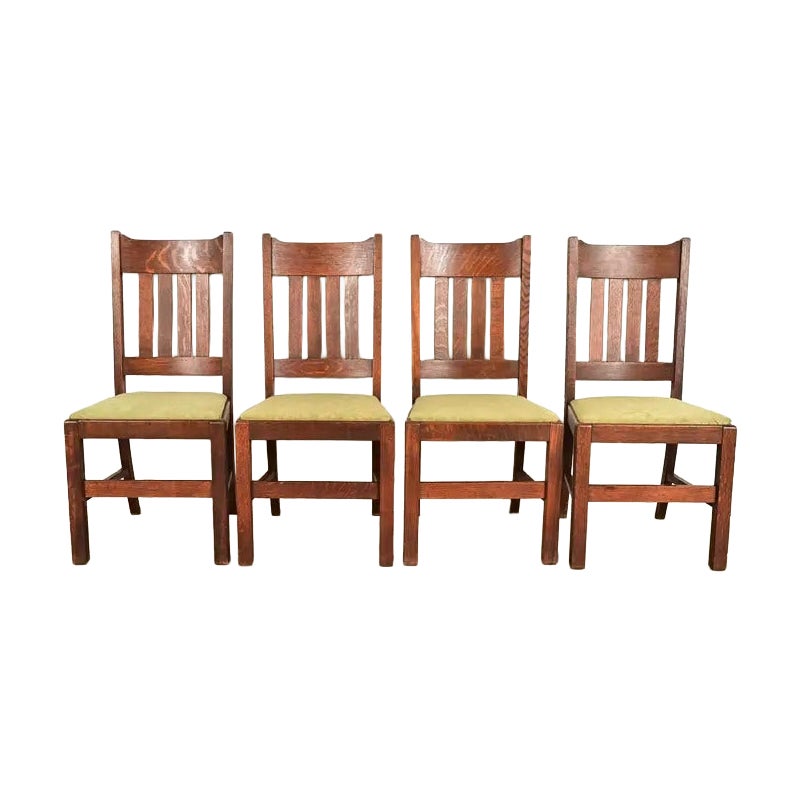 Sedie da pranzo in rovere stile Mission Arts & Crafts dei Stickley Brothers, set da quattro