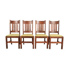 Stickley Brothers Style Mission Oak Arts & Crafts Dining Chairs, Set of Four