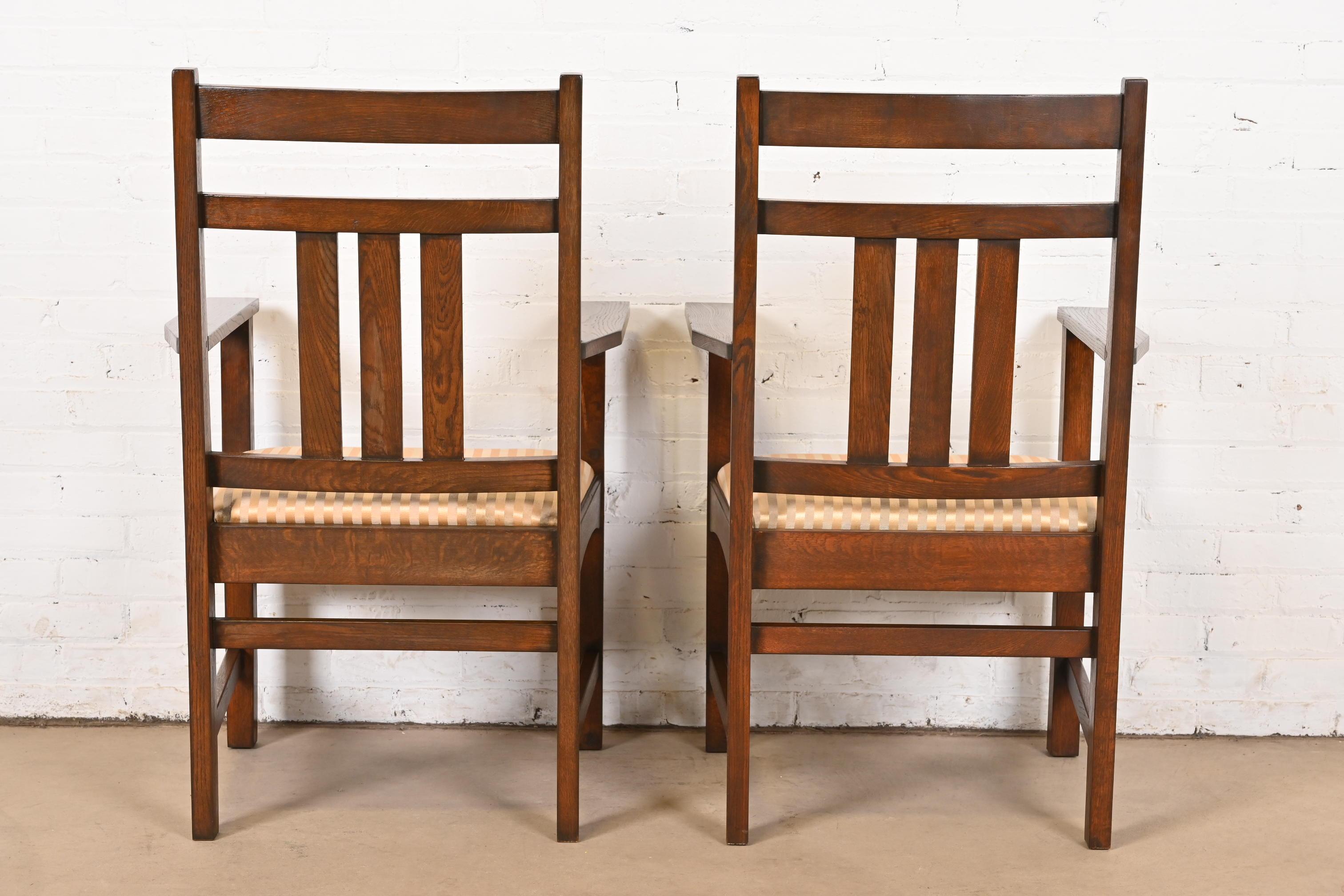 Stickley Brothers Style Mission Arts & Crafts Eiche Esszimmerstühle, Satz von sechs im Angebot 5