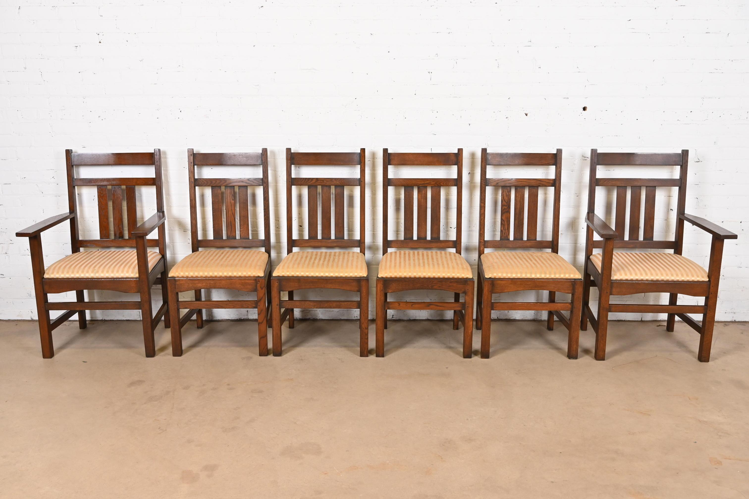 Stickley Brothers Style Mission Arts & Crafts Eiche Esszimmerstühle, Satz von sechs (Arts and Crafts) im Angebot