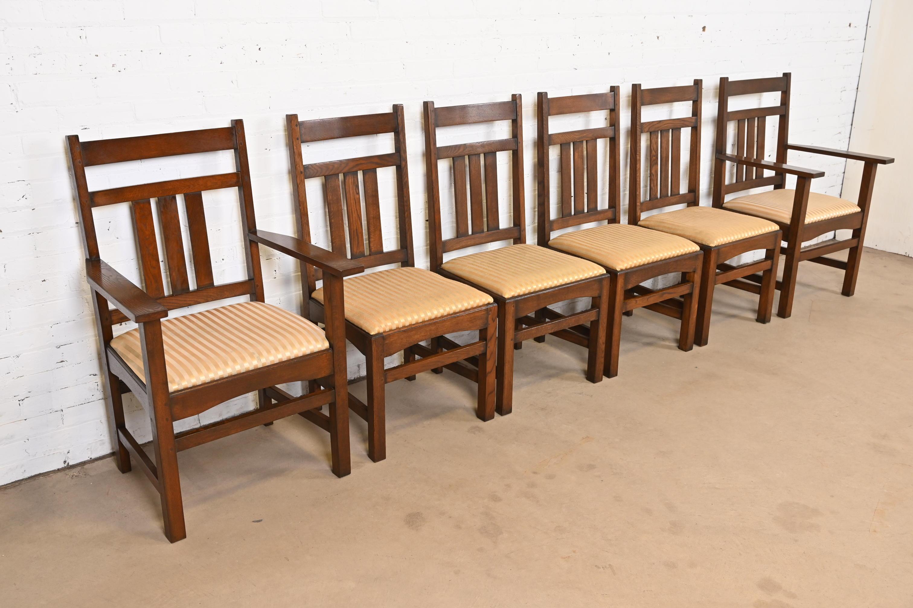 Stickley Brothers Style Mission Arts & Crafts Eiche Esszimmerstühle, Satz von sechs im Zustand „Gut“ im Angebot in South Bend, IN