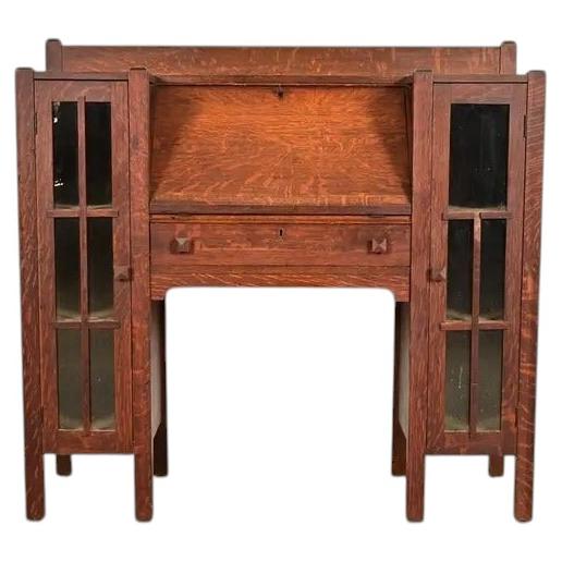 Stickley Brothers Style Mission Oak Arts & Crafts Double Bookcase, Circa 1910