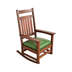 Stickley Brothers Style Mission Oak Arts & Crafts Rocking Chair, Circa 1900