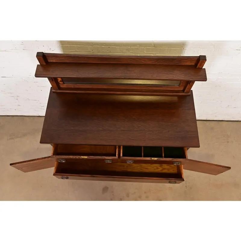 Copper Stickley Brothers Style Mission Oak Arts & Crafts Sideboard, Newly Refinished For Sale