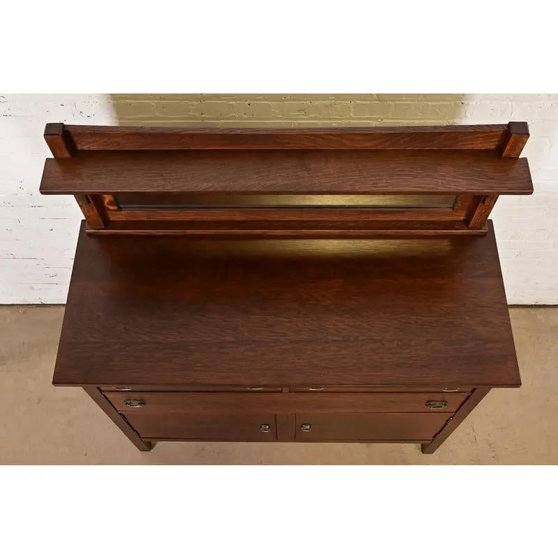Stickley Brothers Style Mission Oak Arts & Crafts Sideboard, Newly Refinished For Sale 2