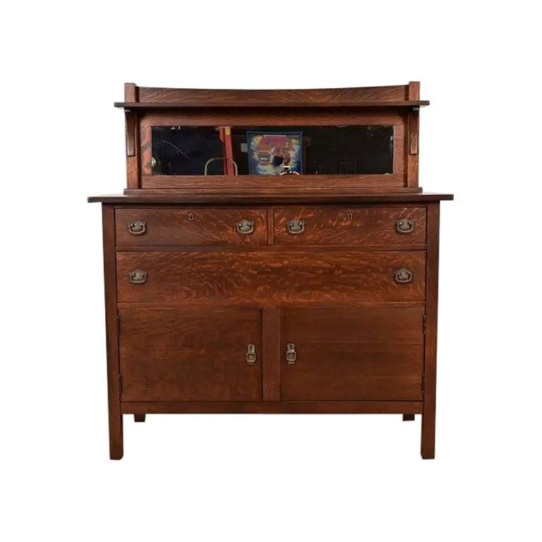Stickley Brothers Style Mission Oak Arts & Crafts Sideboard, Newly Refinished For Sale