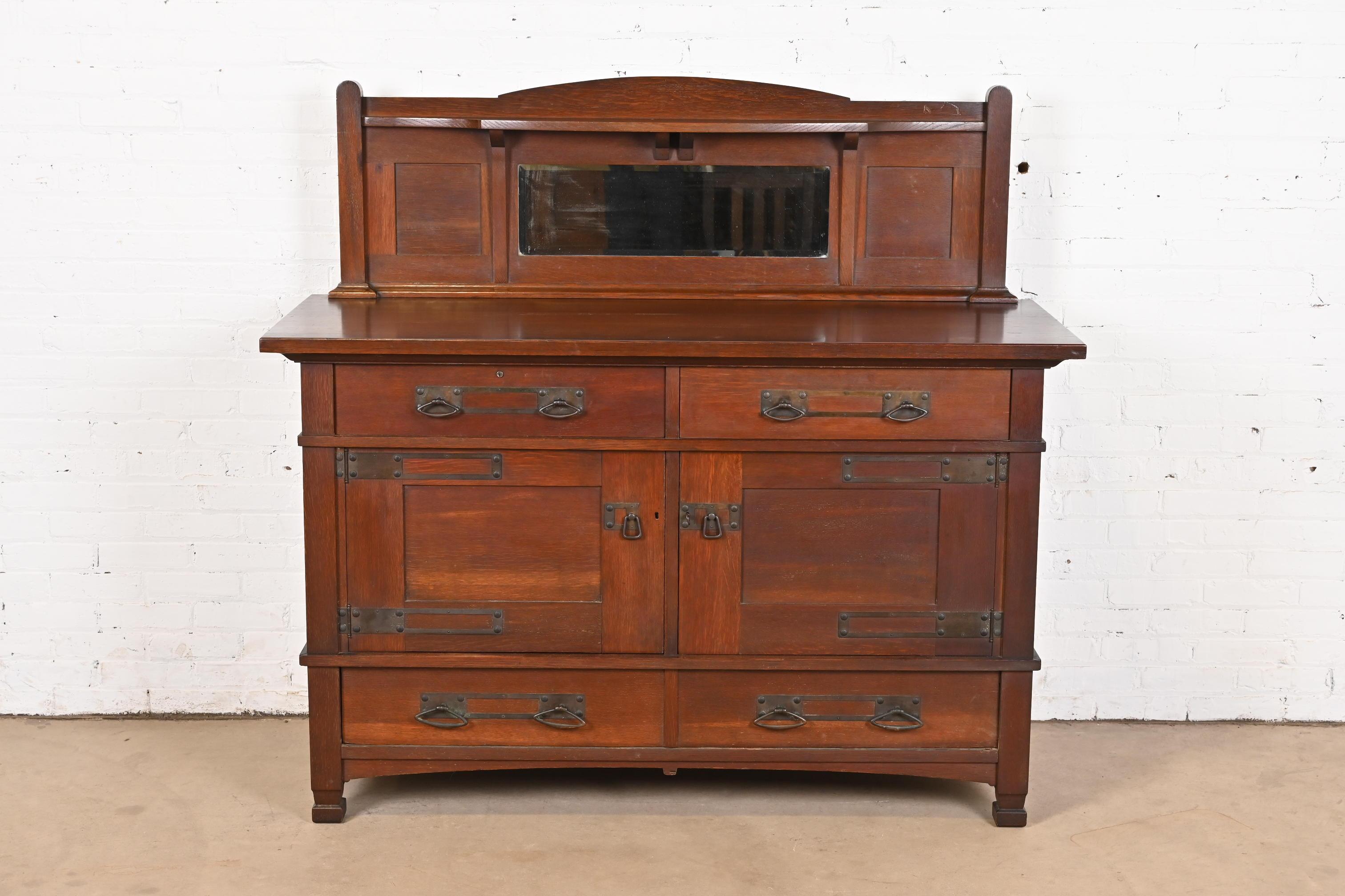 Arts and Crafts Stickley Brothers Style Mission Oak Arts & Crafts Sideboard or Bar Cabinet