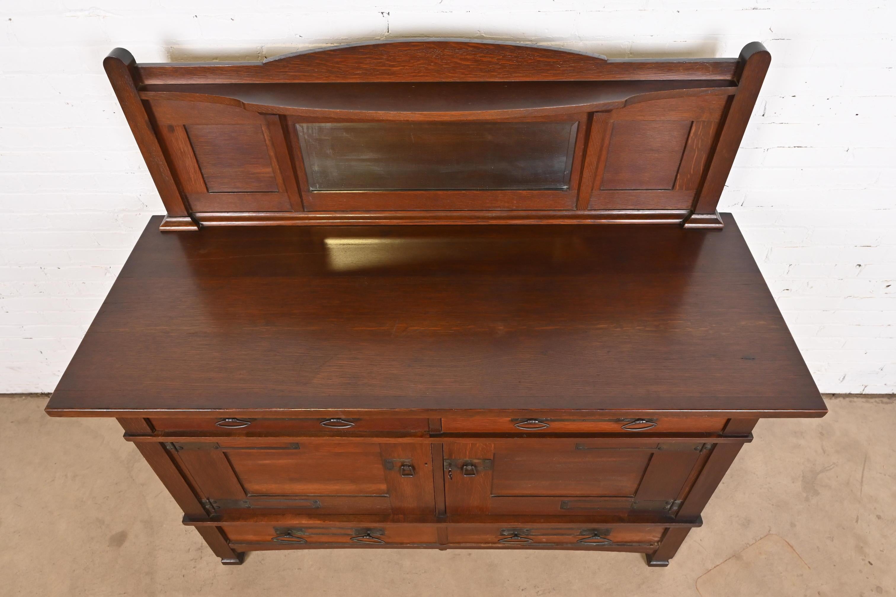 20th Century Stickley Brothers Style Mission Oak Arts & Crafts Sideboard or Bar Cabinet