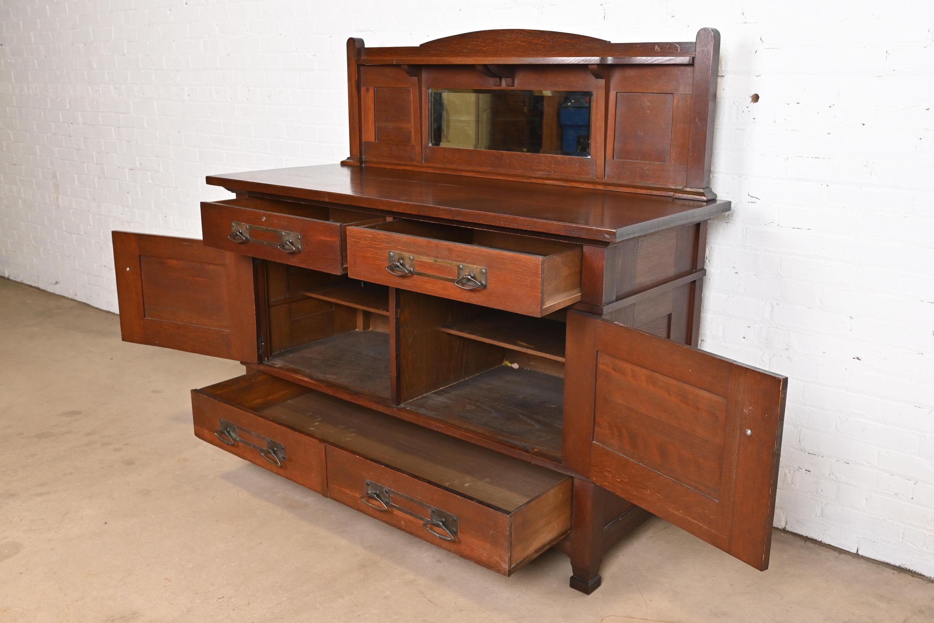 Stickley Brothers Style Mission Oak Arts & Crafts Sideboard or Bar Cabinet 1