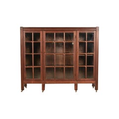Stickley Brothers Style Mission Oak Arts & Crafts Triple Bookcase, Circa 1910