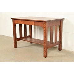 Stickley Brothers Style Mission Oak Arts & Crafts Writing Desk, Newly Refinished