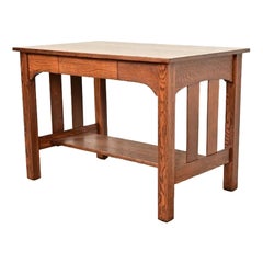Stickley Brothers Style Mission Oak Arts & Crafts Writing Desk, Newly Refinished