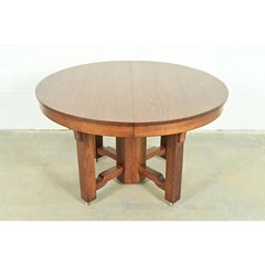 Stickley Brothers Style Mission Oak Extension Dining Table, Newly Refinished
