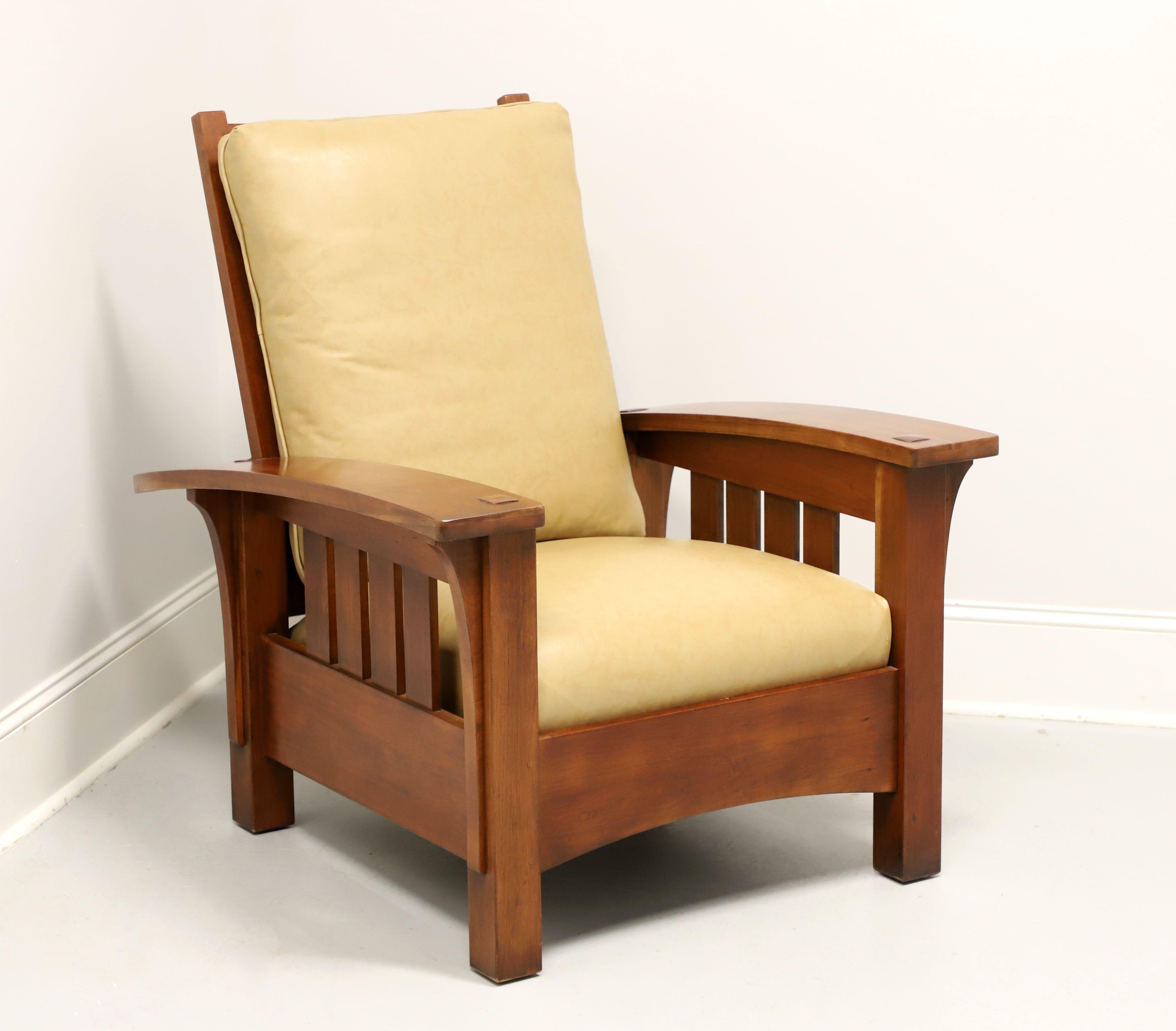STICKLEY Cherry & Leather Bow Arm Reclining Morris Chair 91-406 - A 7