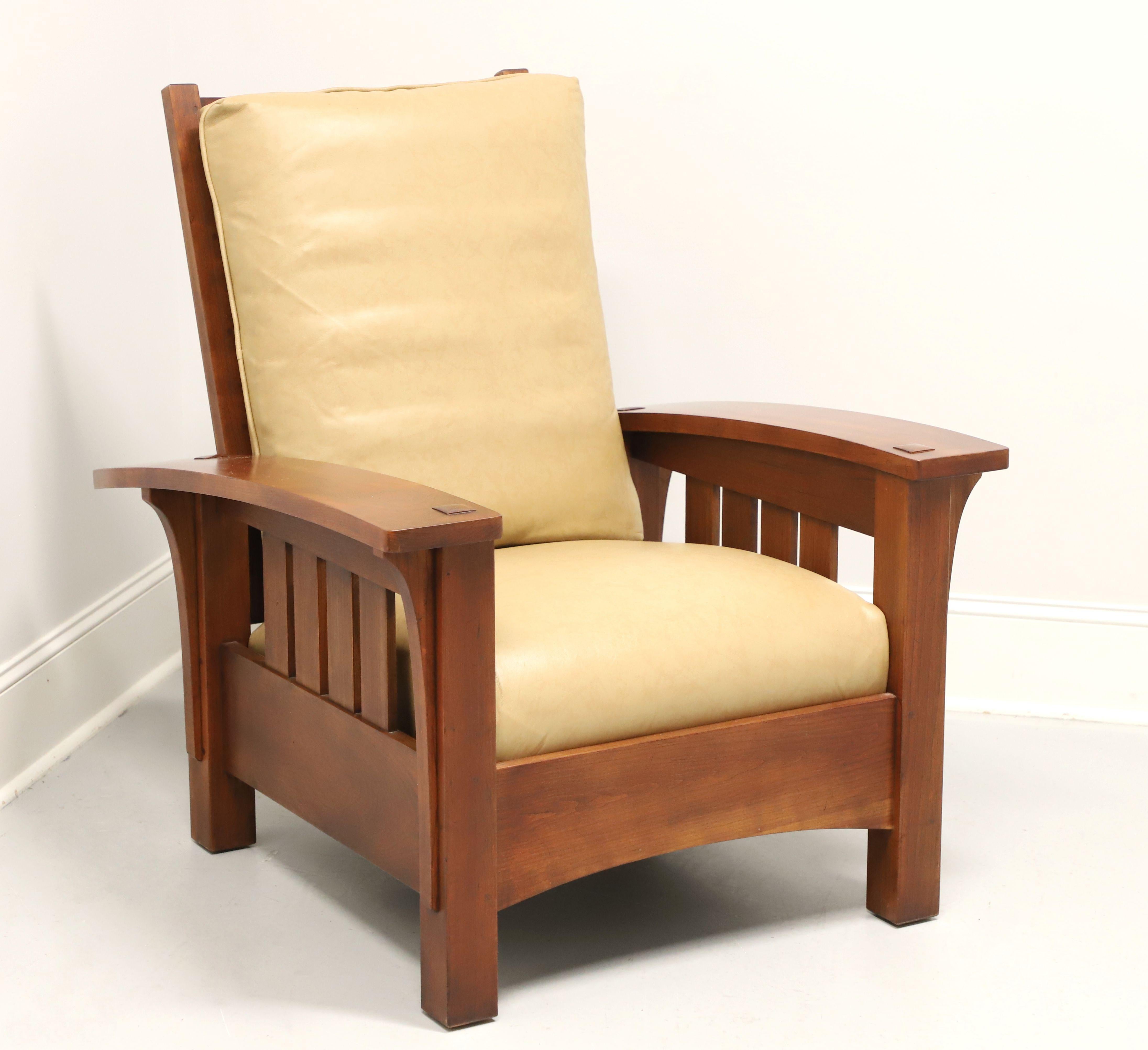 STICKLEY Cherry & Leather Bow Arm Reclining Morris Chair 91-406 - B 8