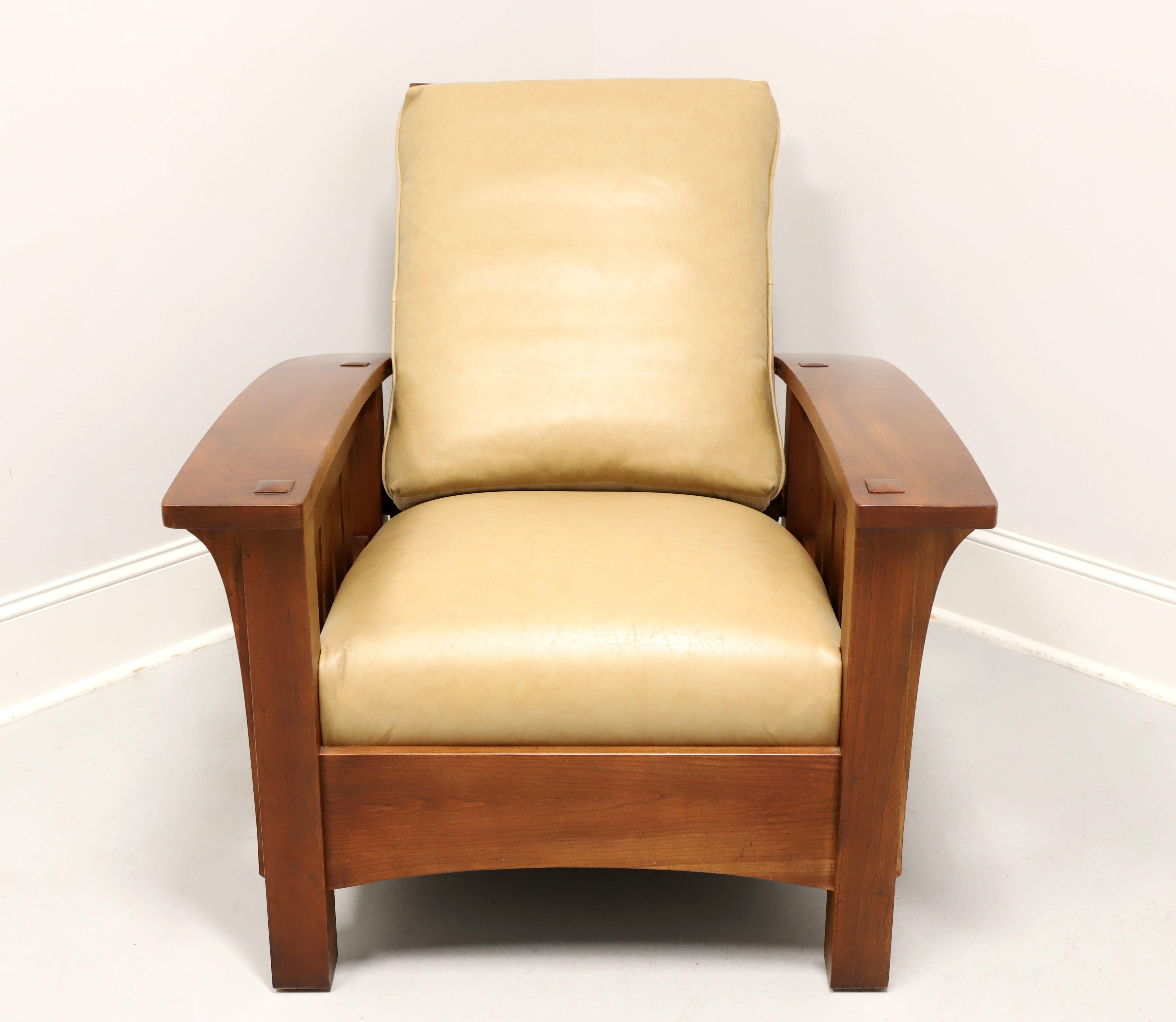 American STICKLEY Cherry & Leather Bow Arm Reclining Morris Chair 91-406 - B
