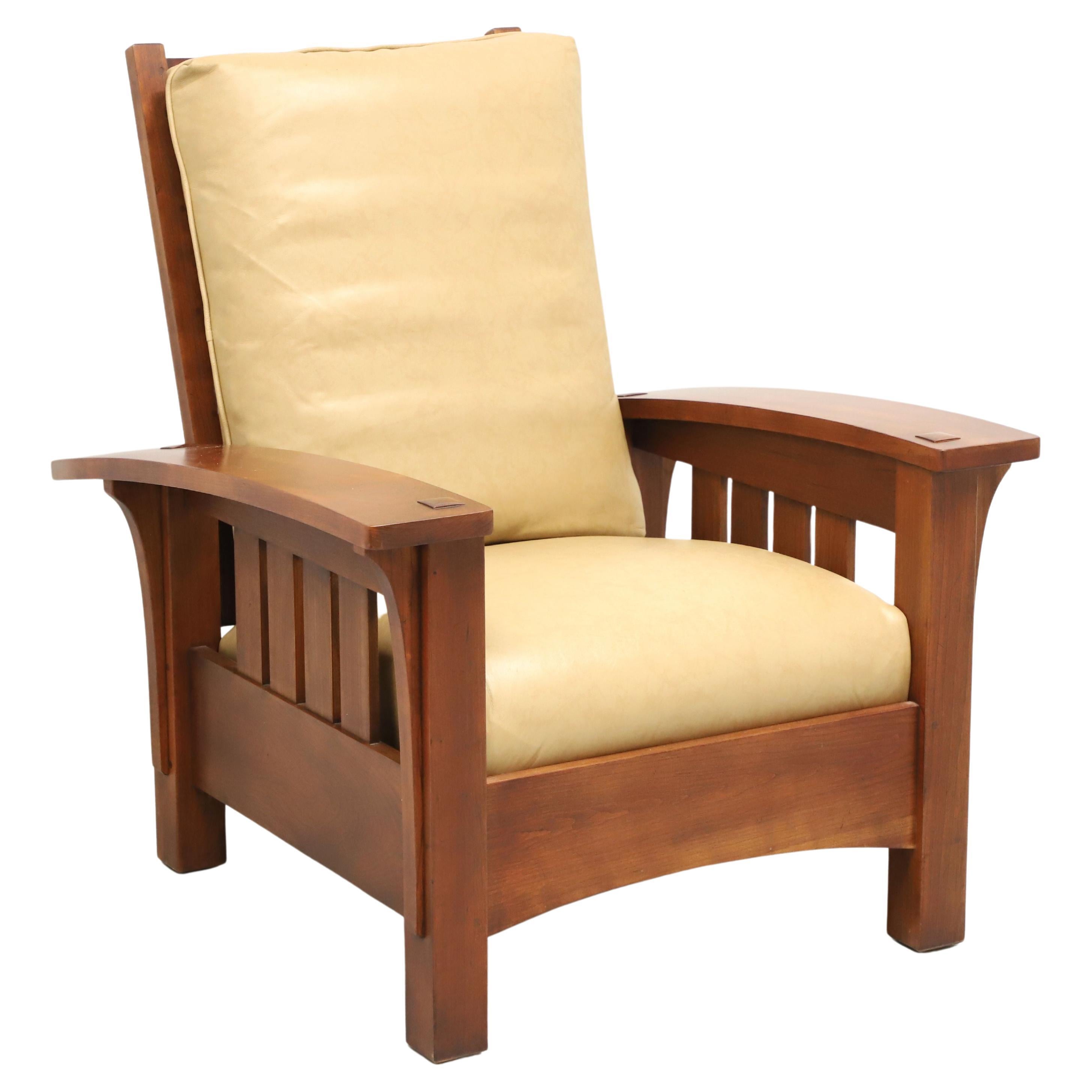 STICKLEY Cherry & Leather Bow Arm Reclining Morris Chair 91-406 - B