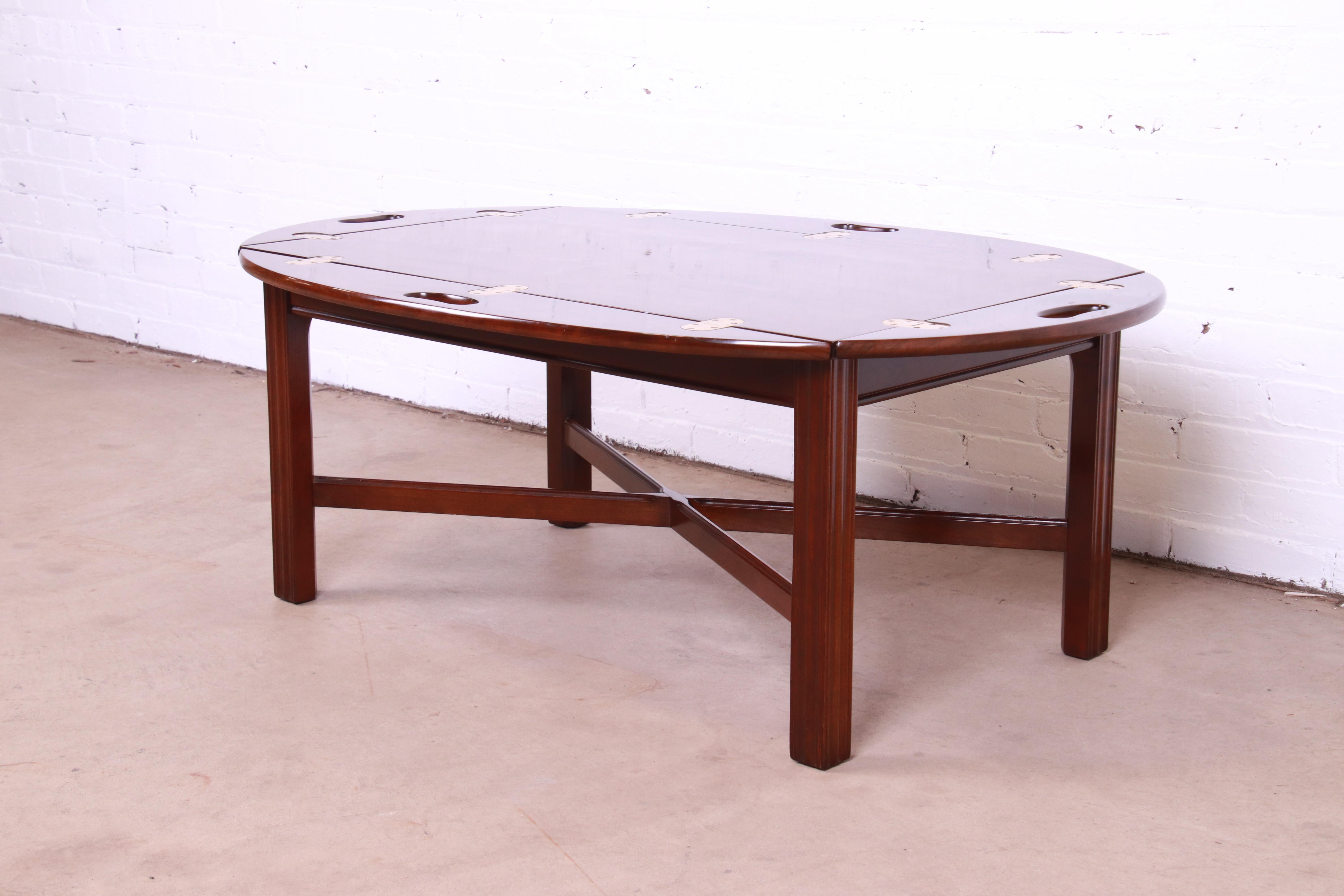 American Stickley Chippendale Cherry Wood Butler's Coffee Table