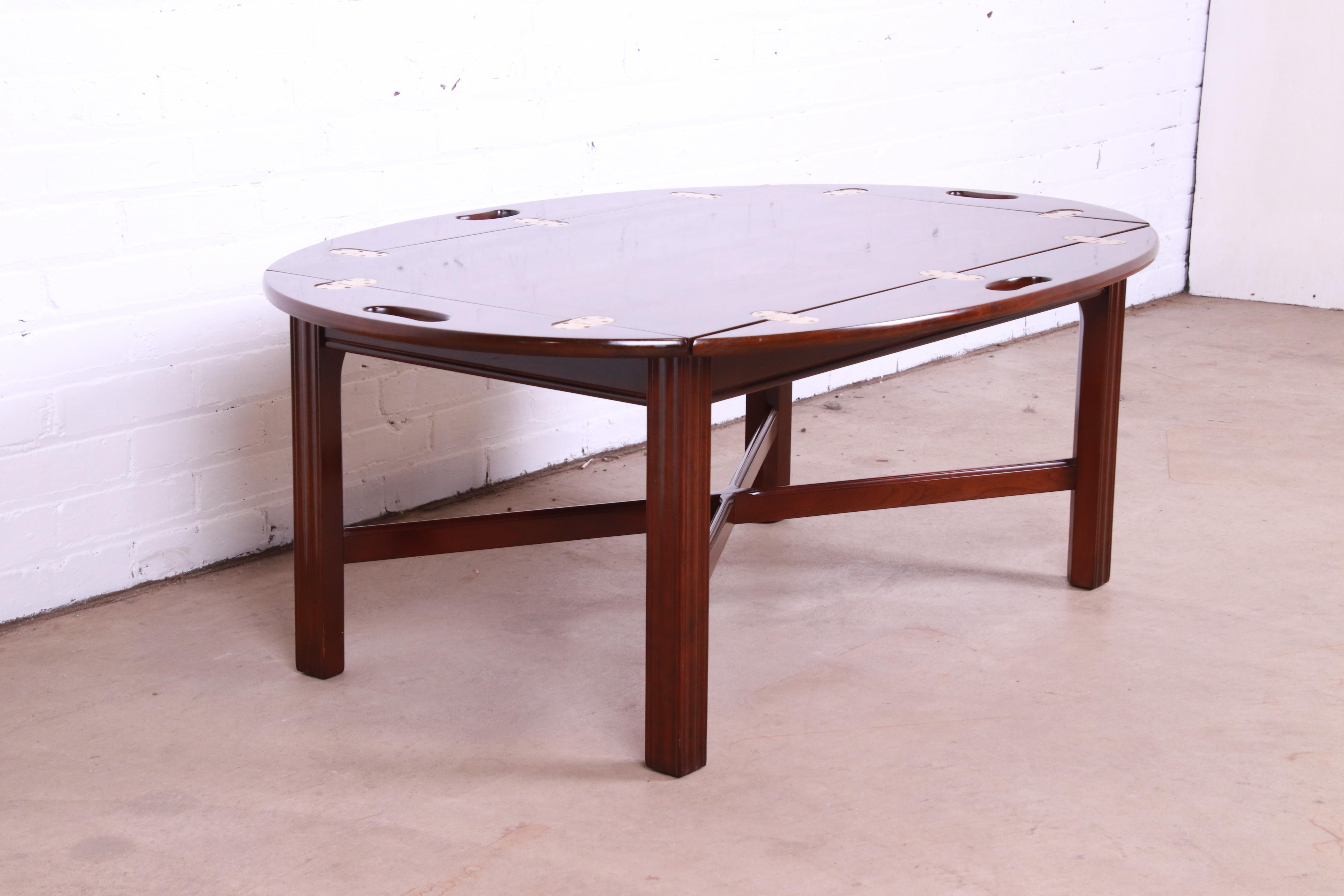 20th Century Stickley Chippendale Cherry Wood Butler's Coffee Table