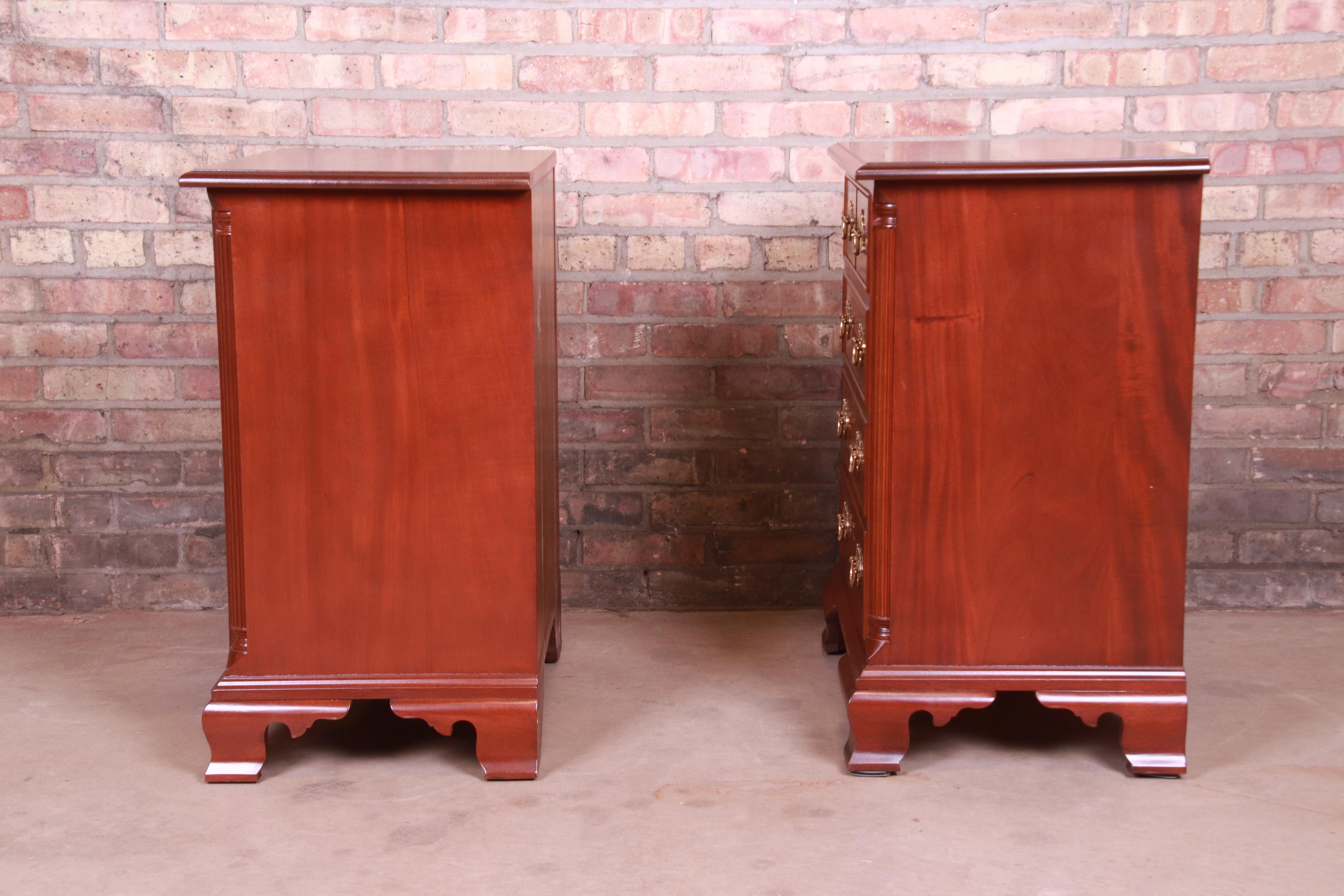 Stickley Chippendale Mahogany Bedside Chests, Pair 9