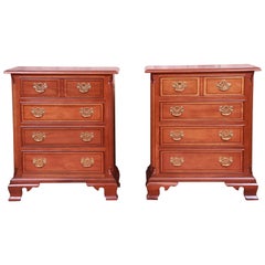 Stickley Chippendale Mahogany Bedside Chests, Pair