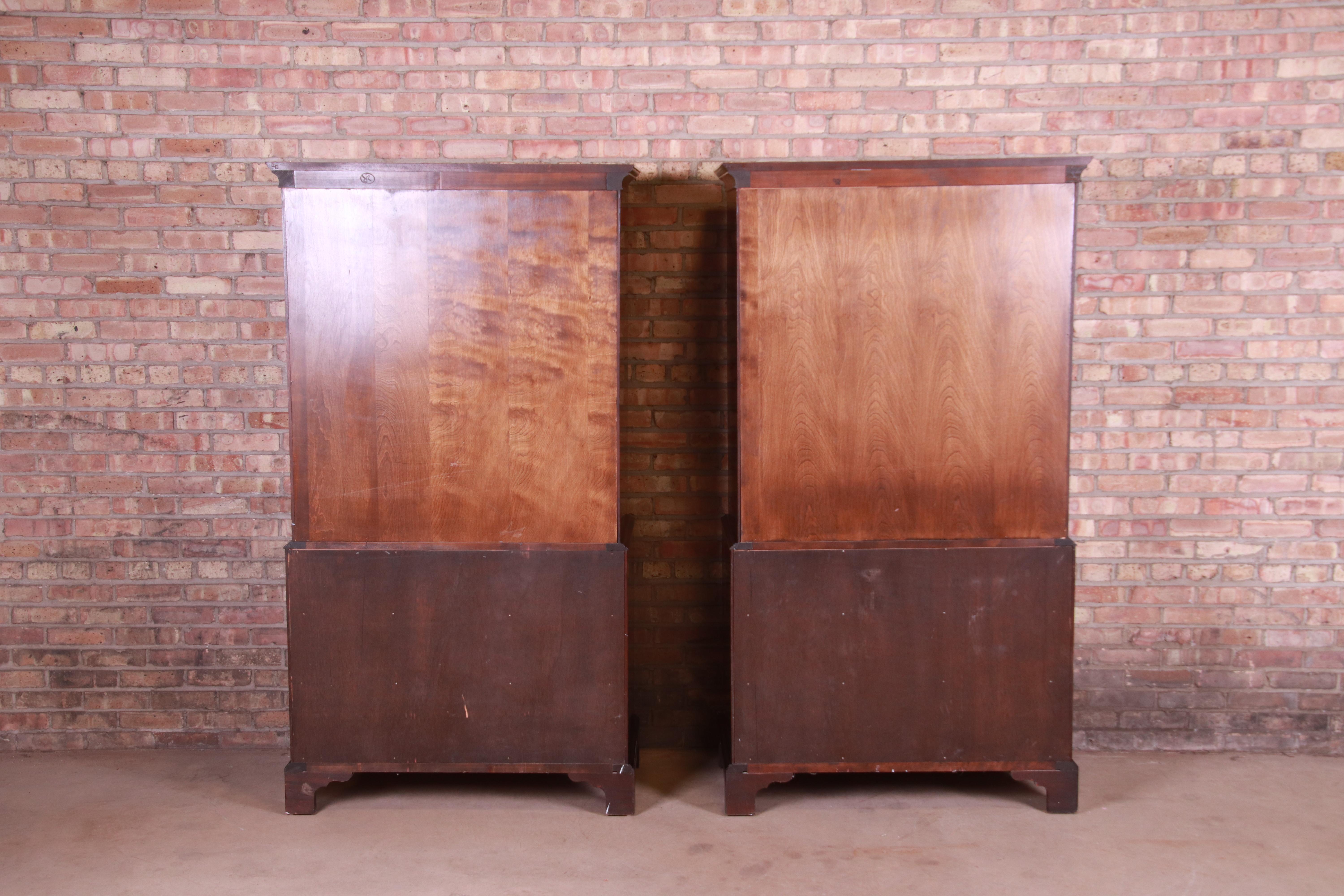 Stickley Chippendale Mahogany Gentleman's Chests, Pair 10