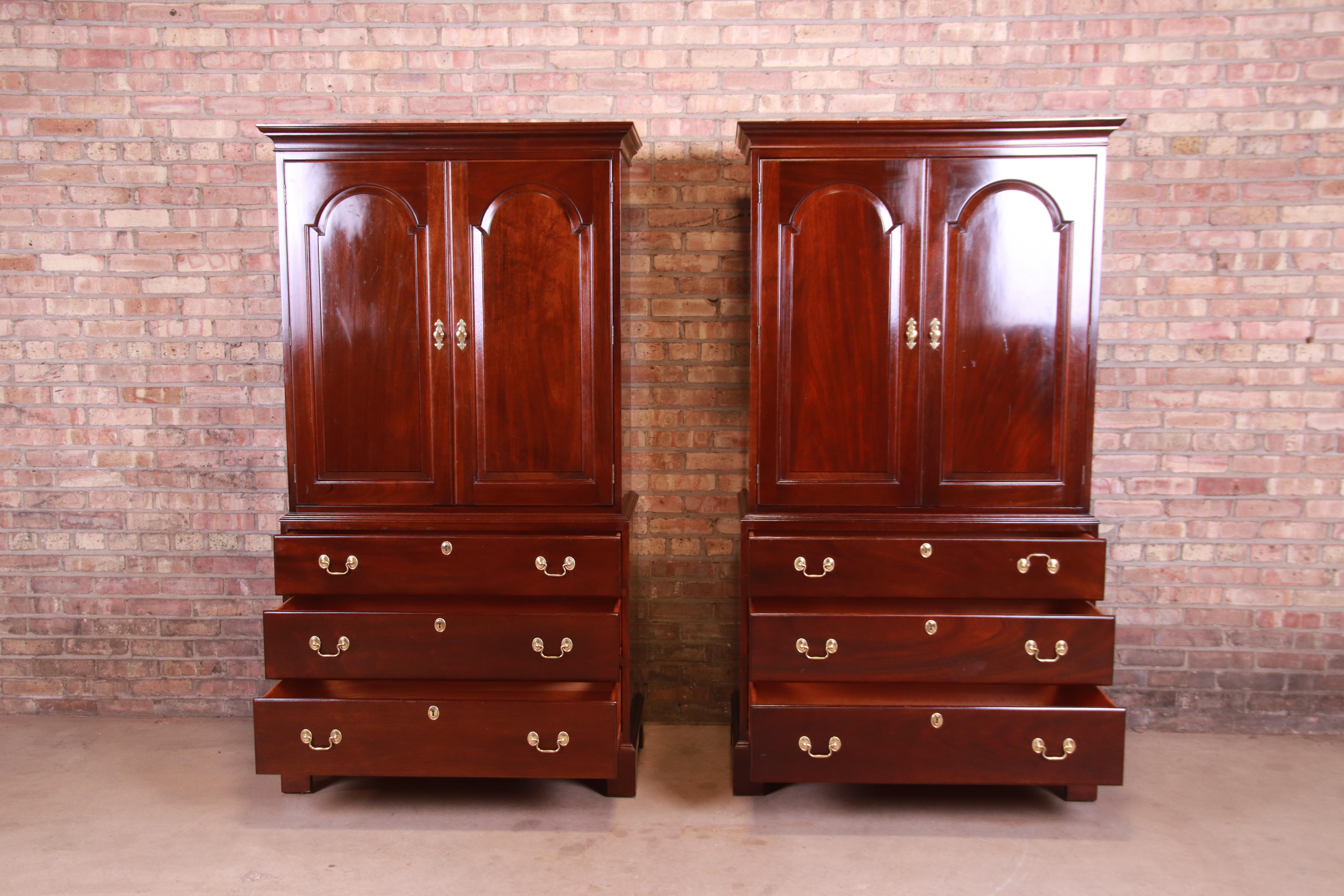 Stickley Chippendale Mahogany Gentleman's Chests, Pair 2
