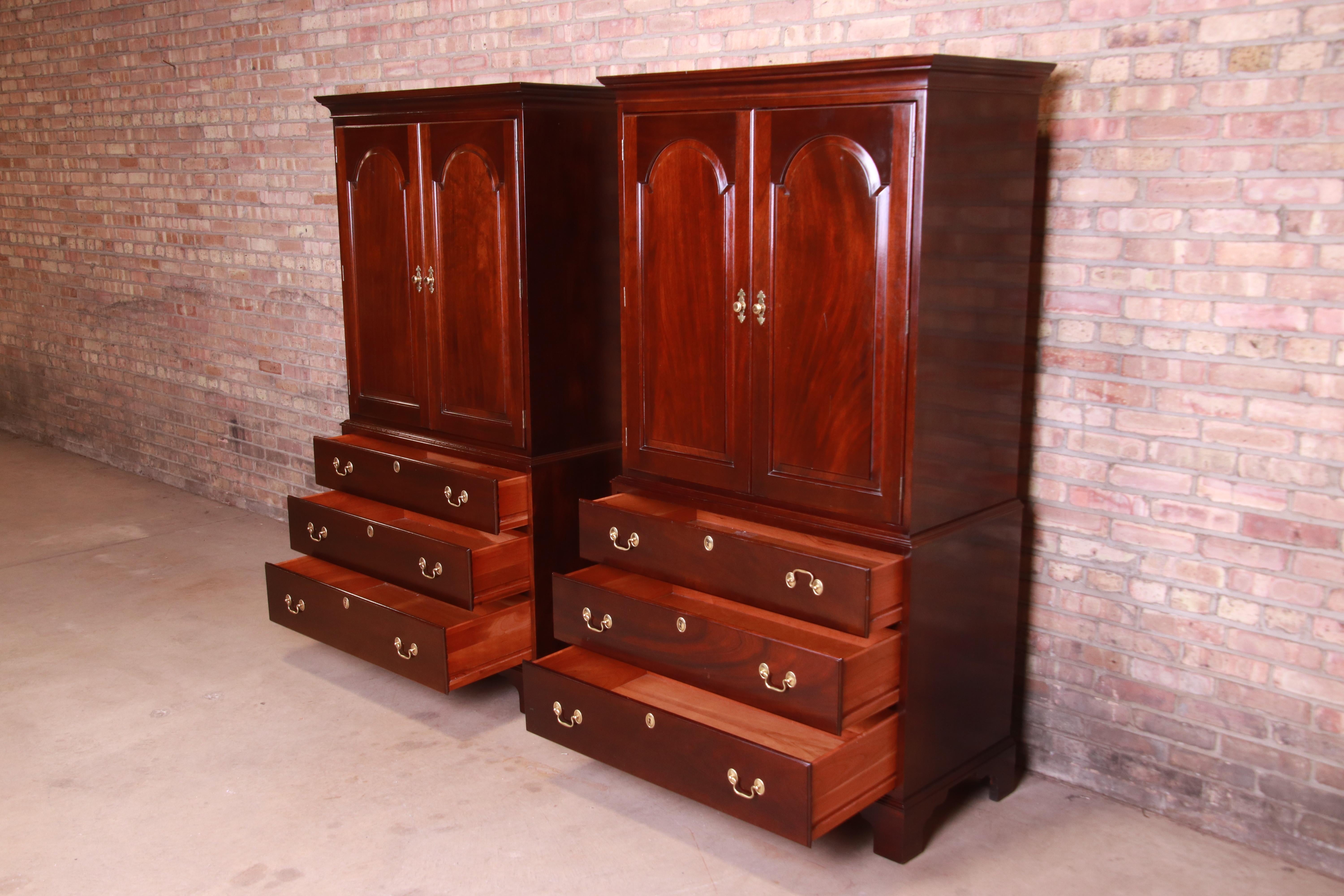 Stickley Chippendale Mahogany Gentleman's Chests, Pair 3
