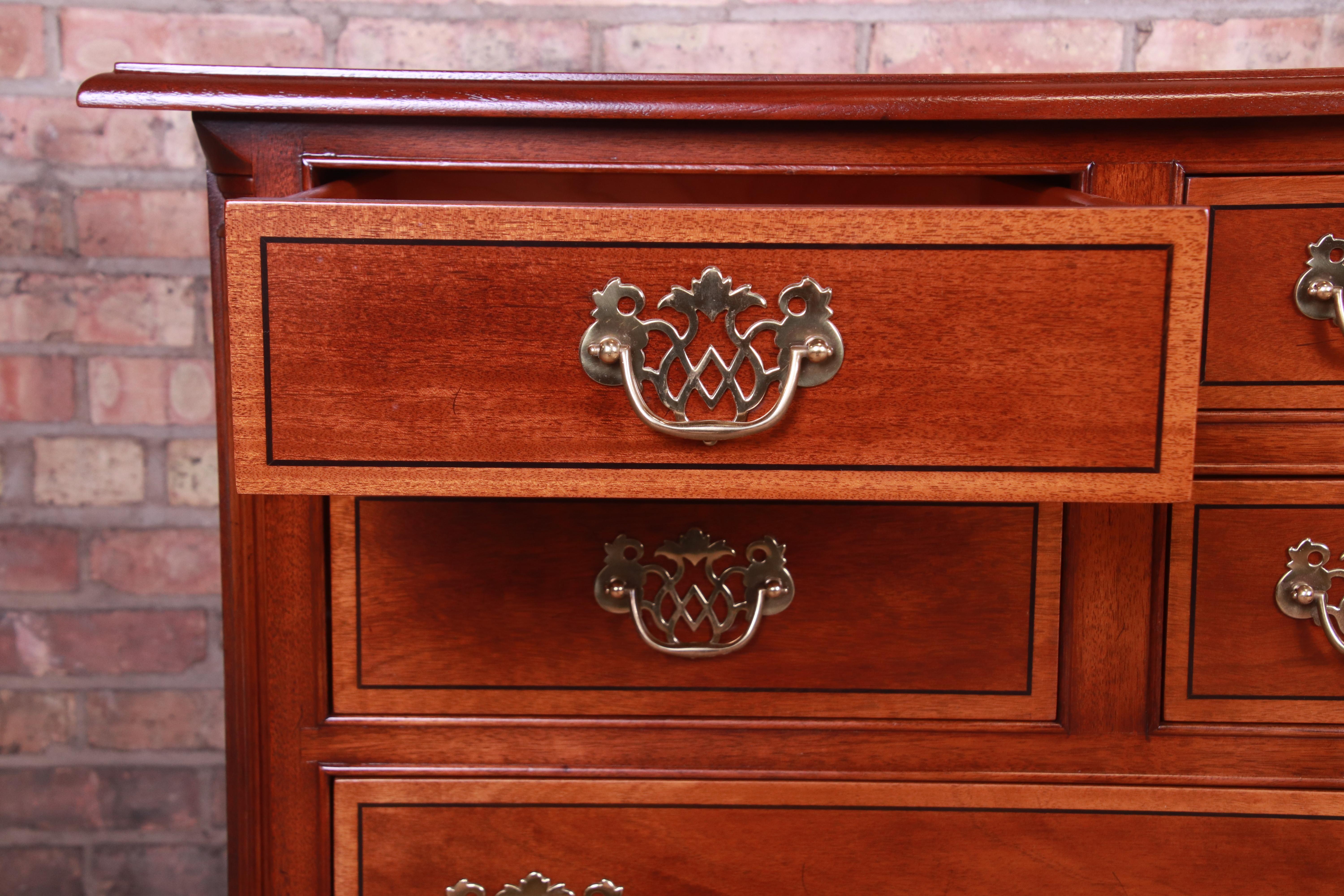 Stickley Chippendale Mahogany Ten-Drawer Dresser or Credenza, Newly Refinished 4