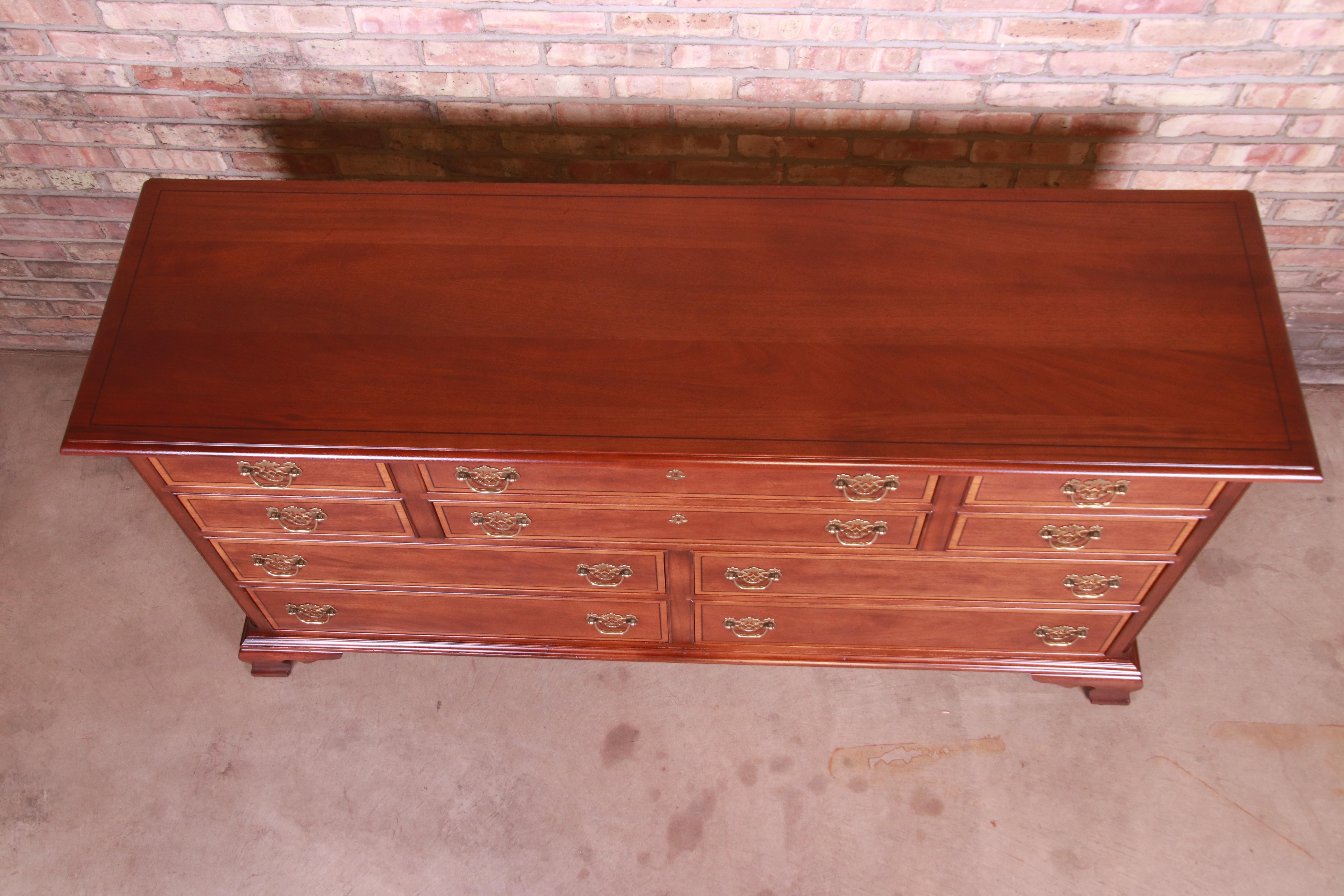 Stickley Chippendale Mahogany Ten-Drawer Dresser or Credenza, Newly Refinished 8