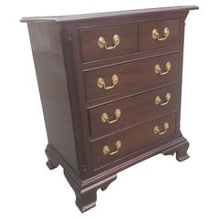 Stickley Chippendale Solid Cherry 4 Drawer Bedside Chest, circa 1980s