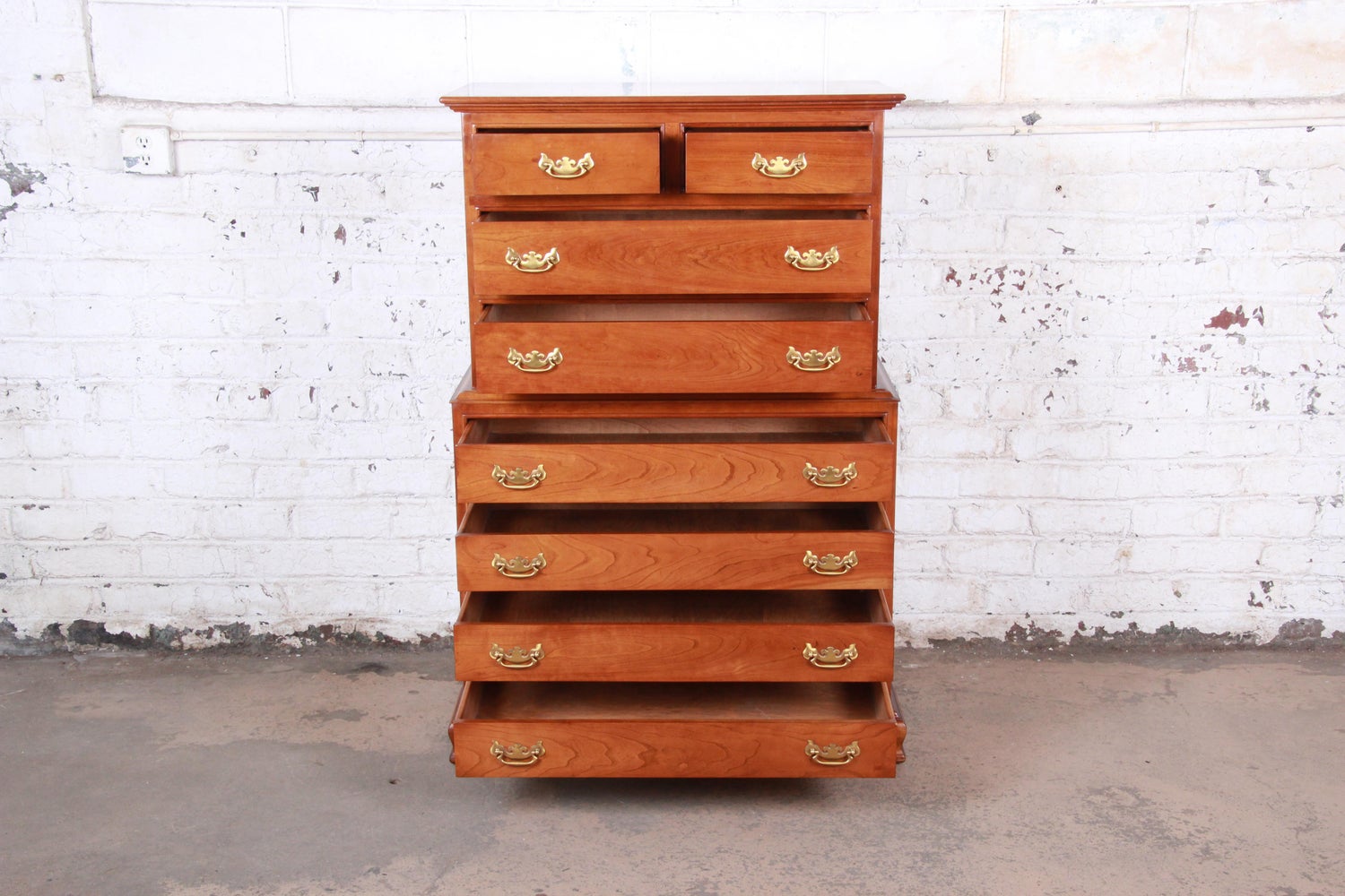 Stickley Chippendale Solid Cherry Highboy Dresser 1959 At 1stdibs