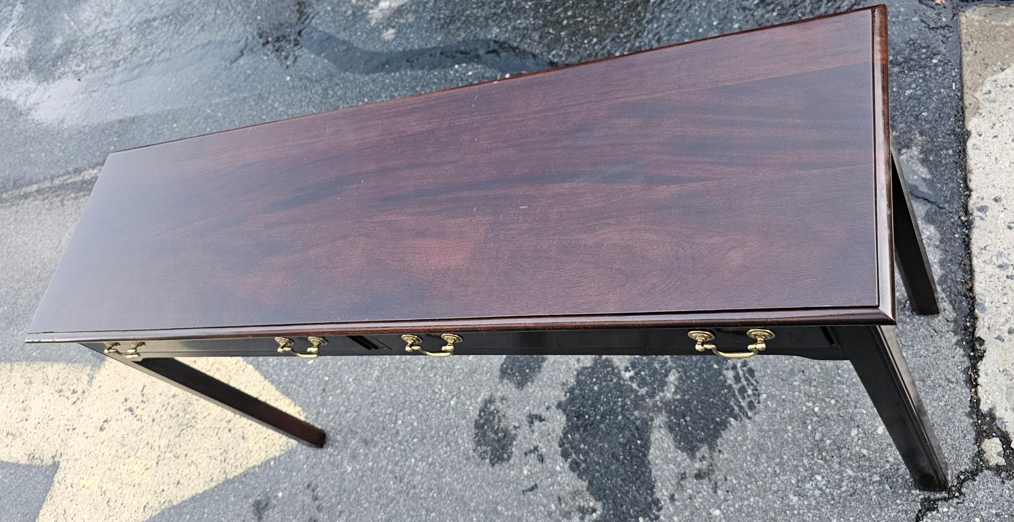 Stickley Chippendale Solid Mahogany Console Table with Protective Glass Top For Sale 1