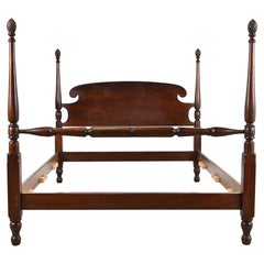 Stickley Federal Carved Mahogany Queen Size Pineapple Poster Bed