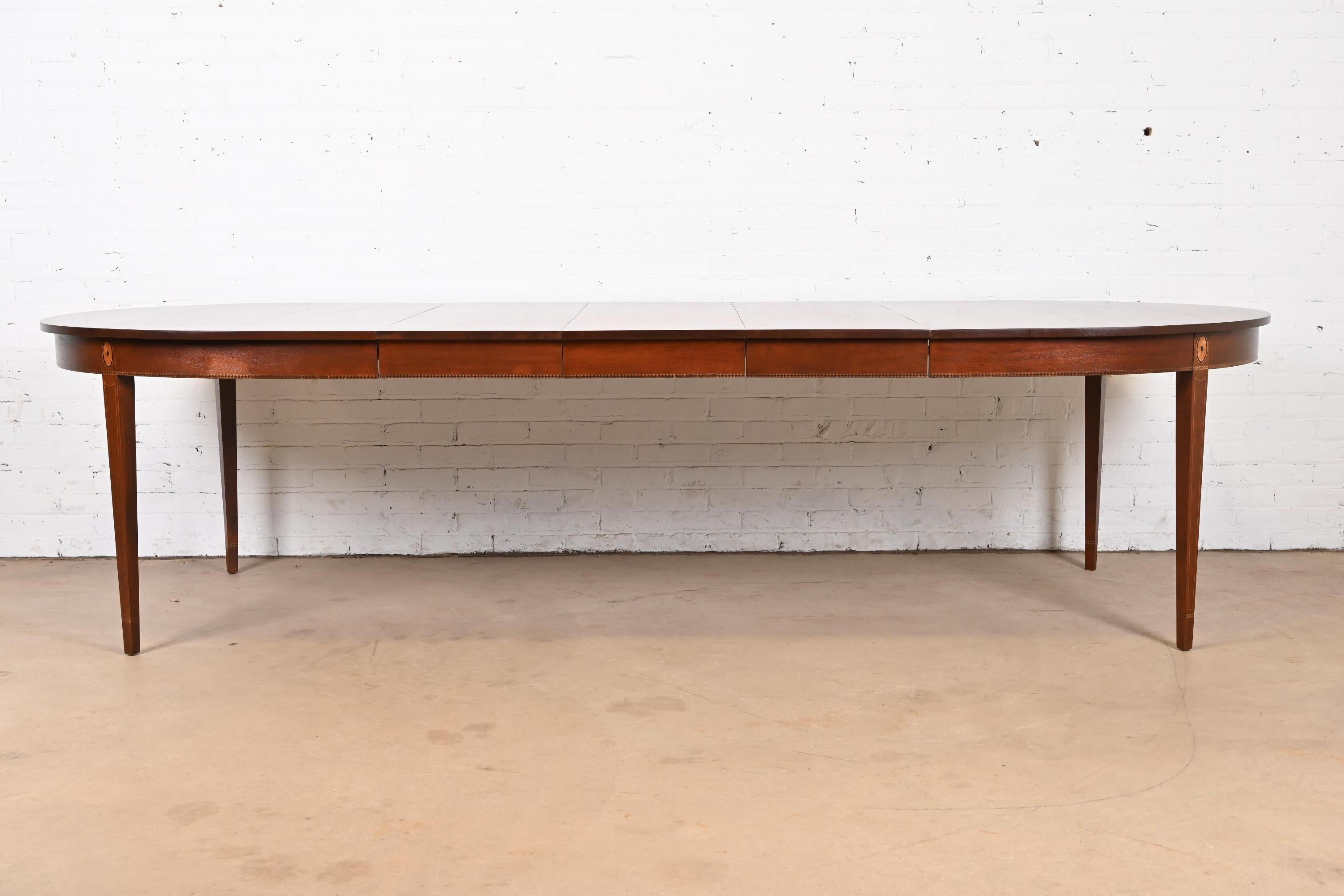 Stickley Federal Inlaid Mahogany Extension Dining Table, Newly Refinished In Good Condition In South Bend, IN