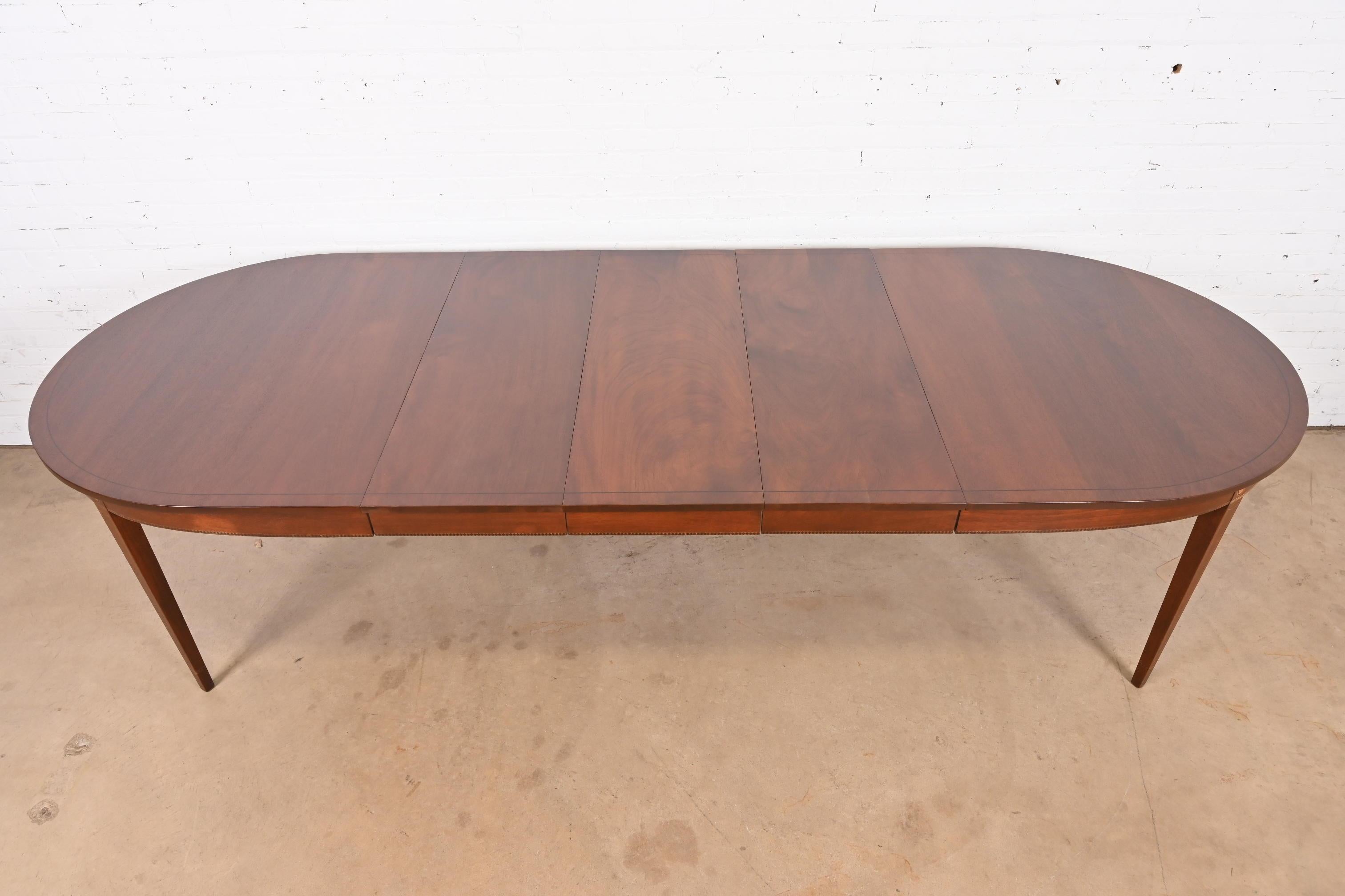 20th Century Stickley Federal Inlaid Mahogany Extension Dining Table, Newly Refinished
