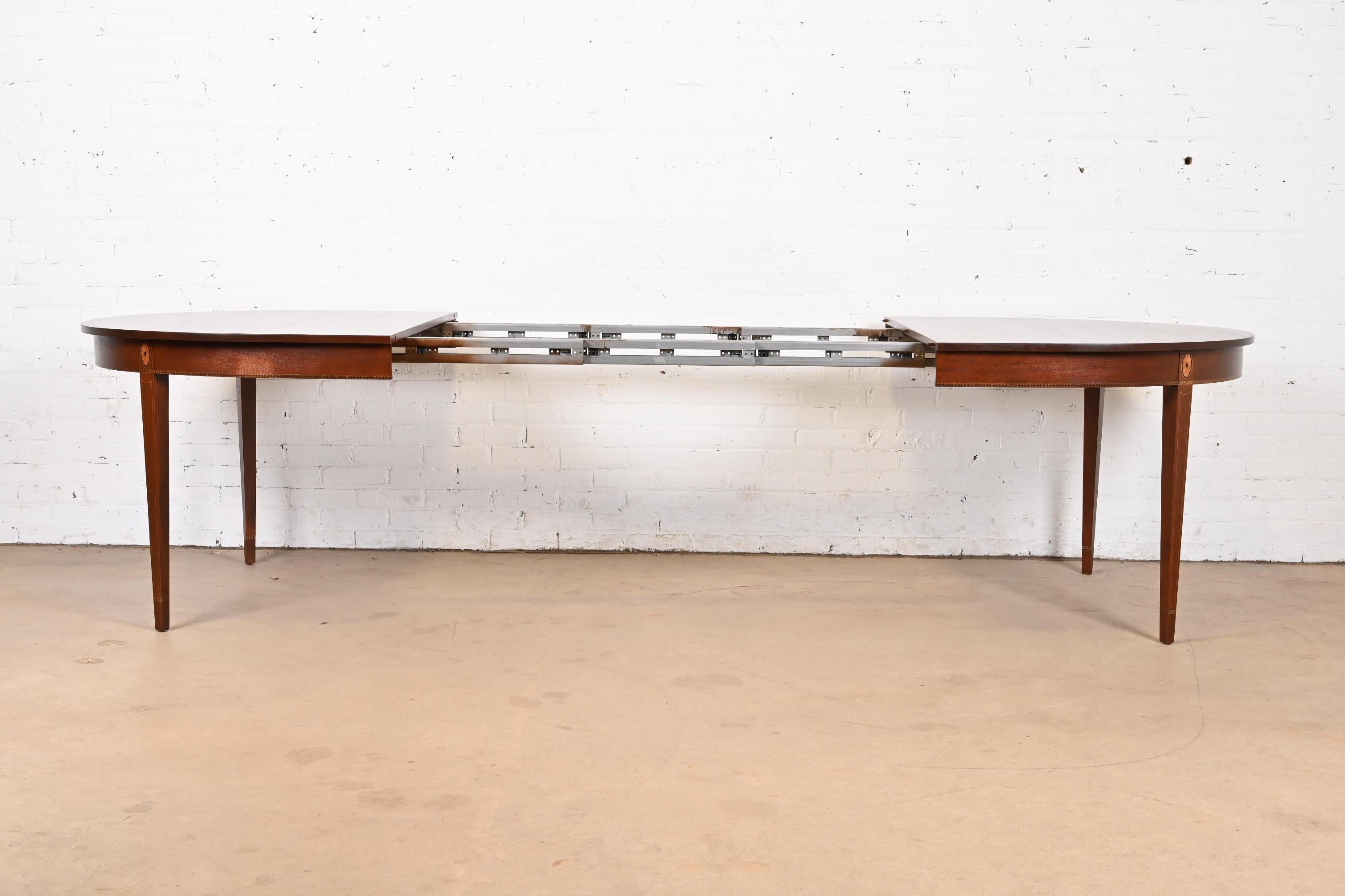 Stickley Federal Inlaid Mahogany Extension Dining Table, Newly Refinished 1