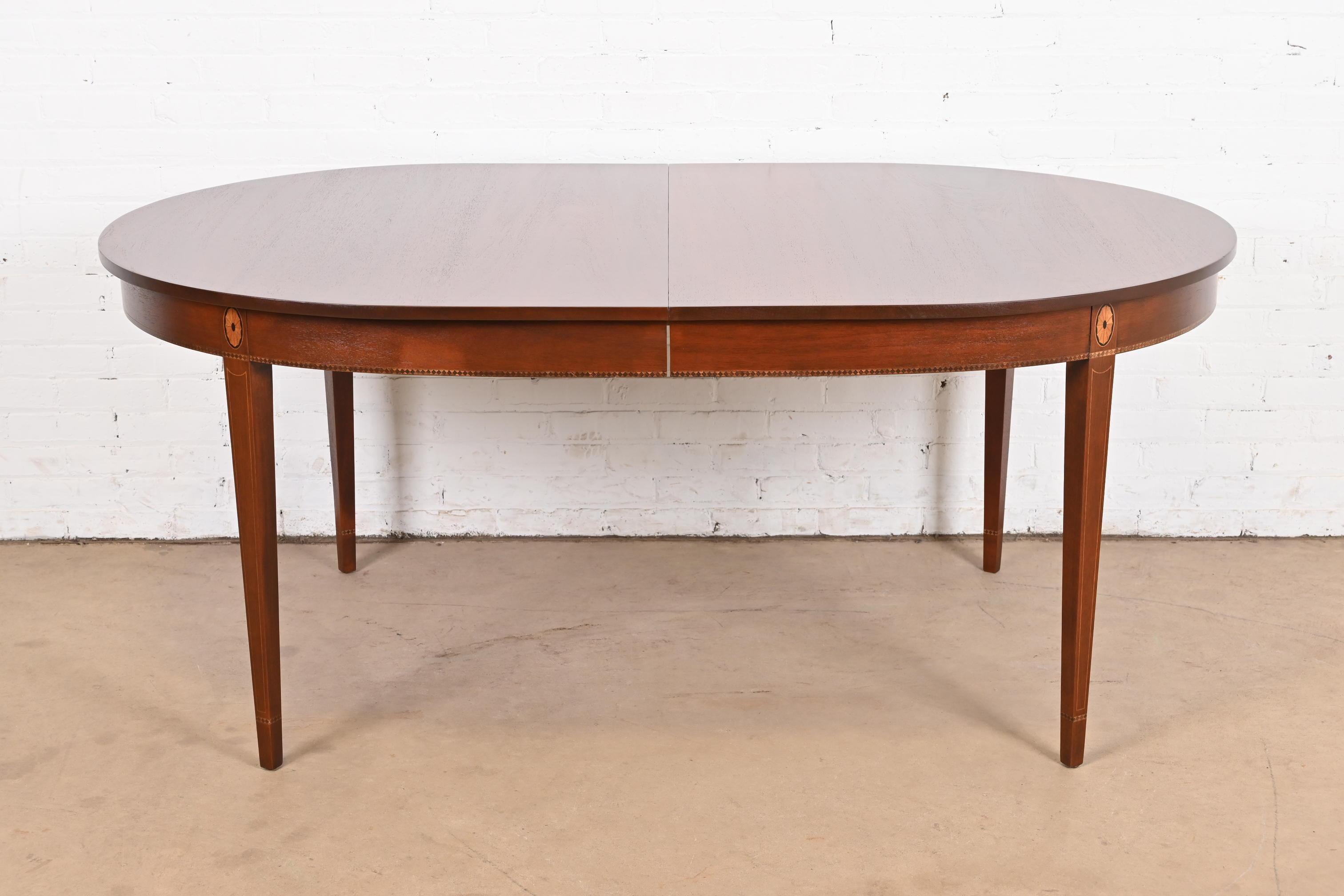 Stickley Federal Inlaid Mahogany Extension Dining Table, Newly Refinished 2