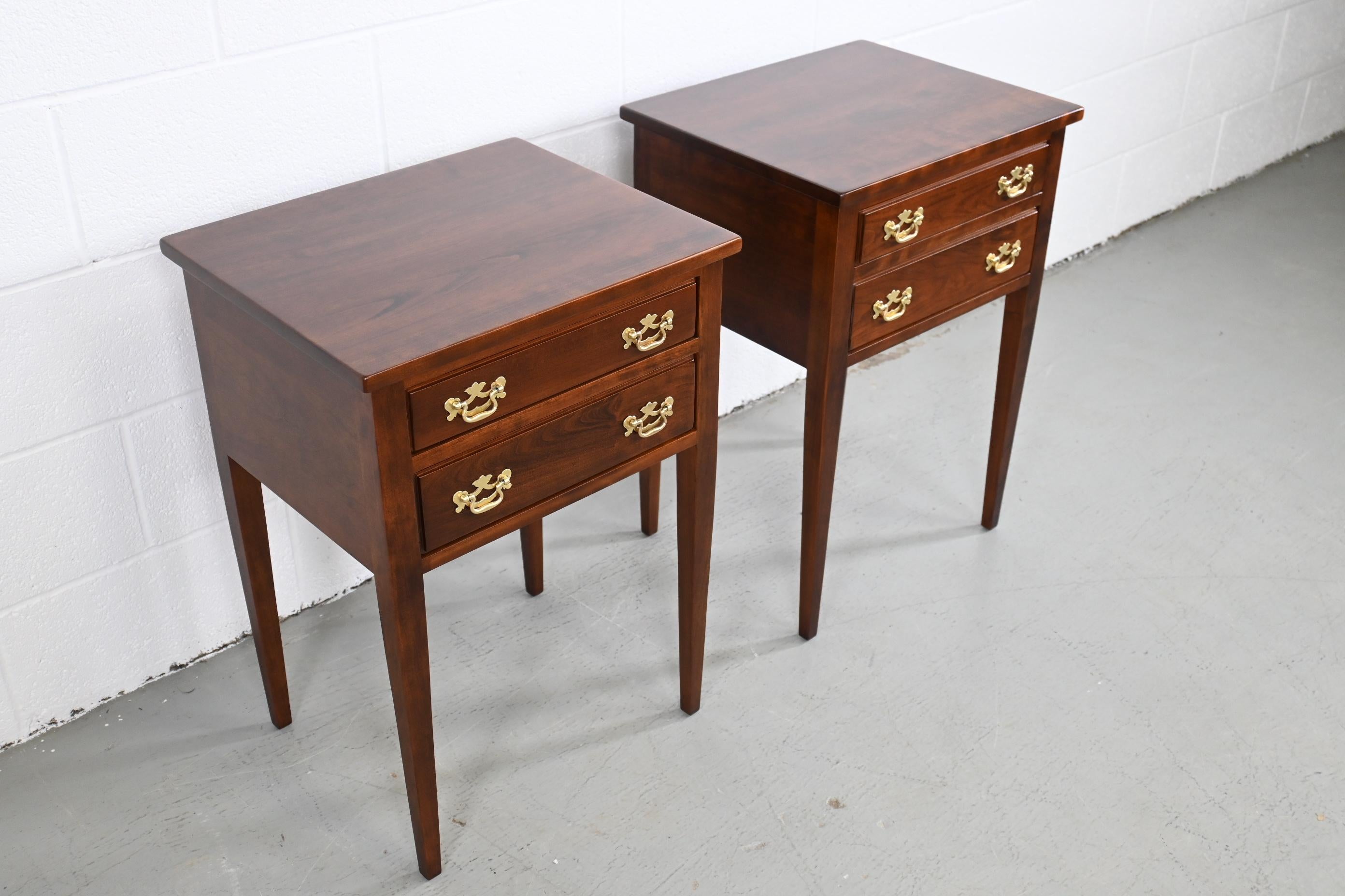 Lacquered Stickley Furniture Federal Cherry End Tables, a Pair