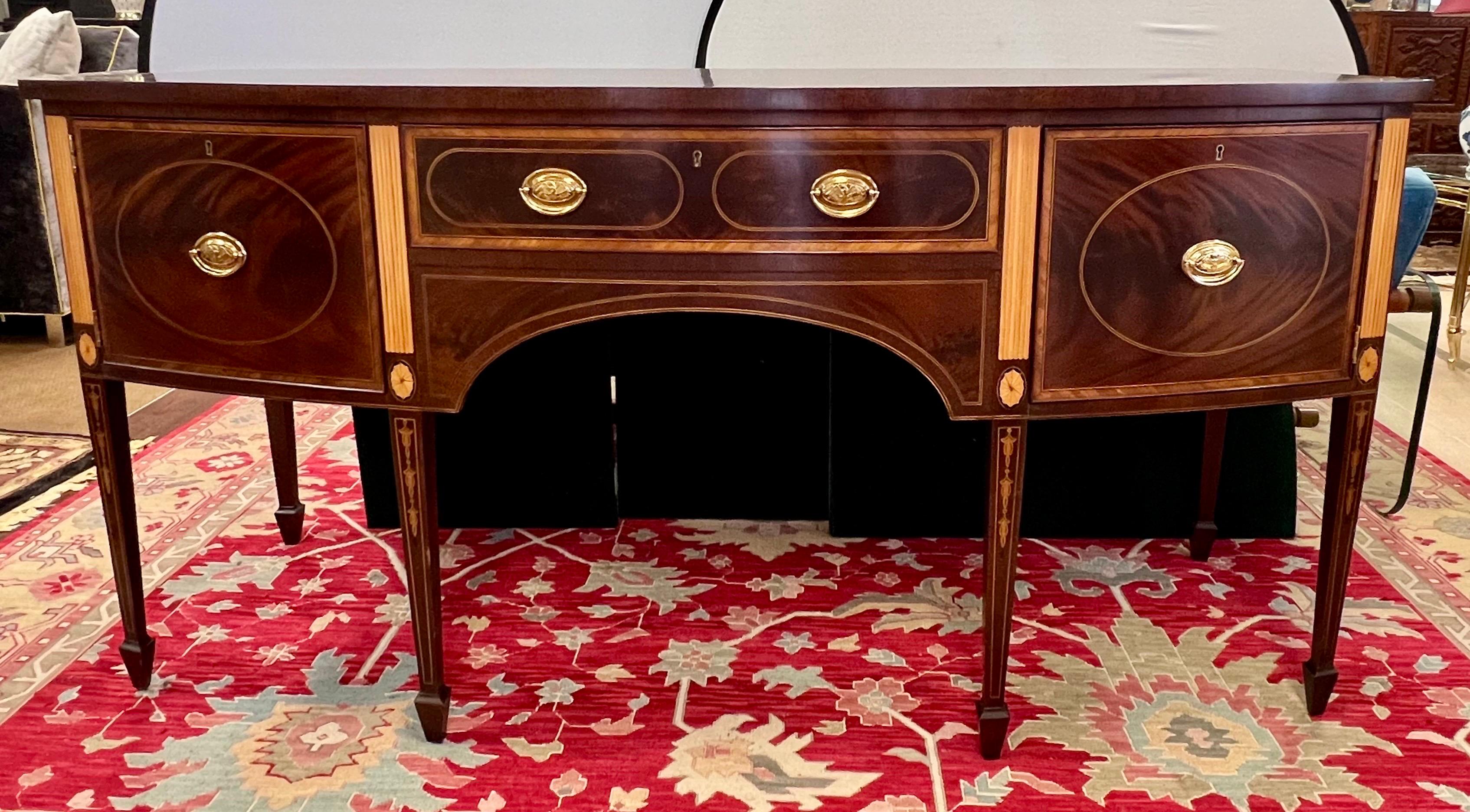 American Stickley Furniture Federal Mahogany Inlay Sideboard Credenza Buffet For Sale