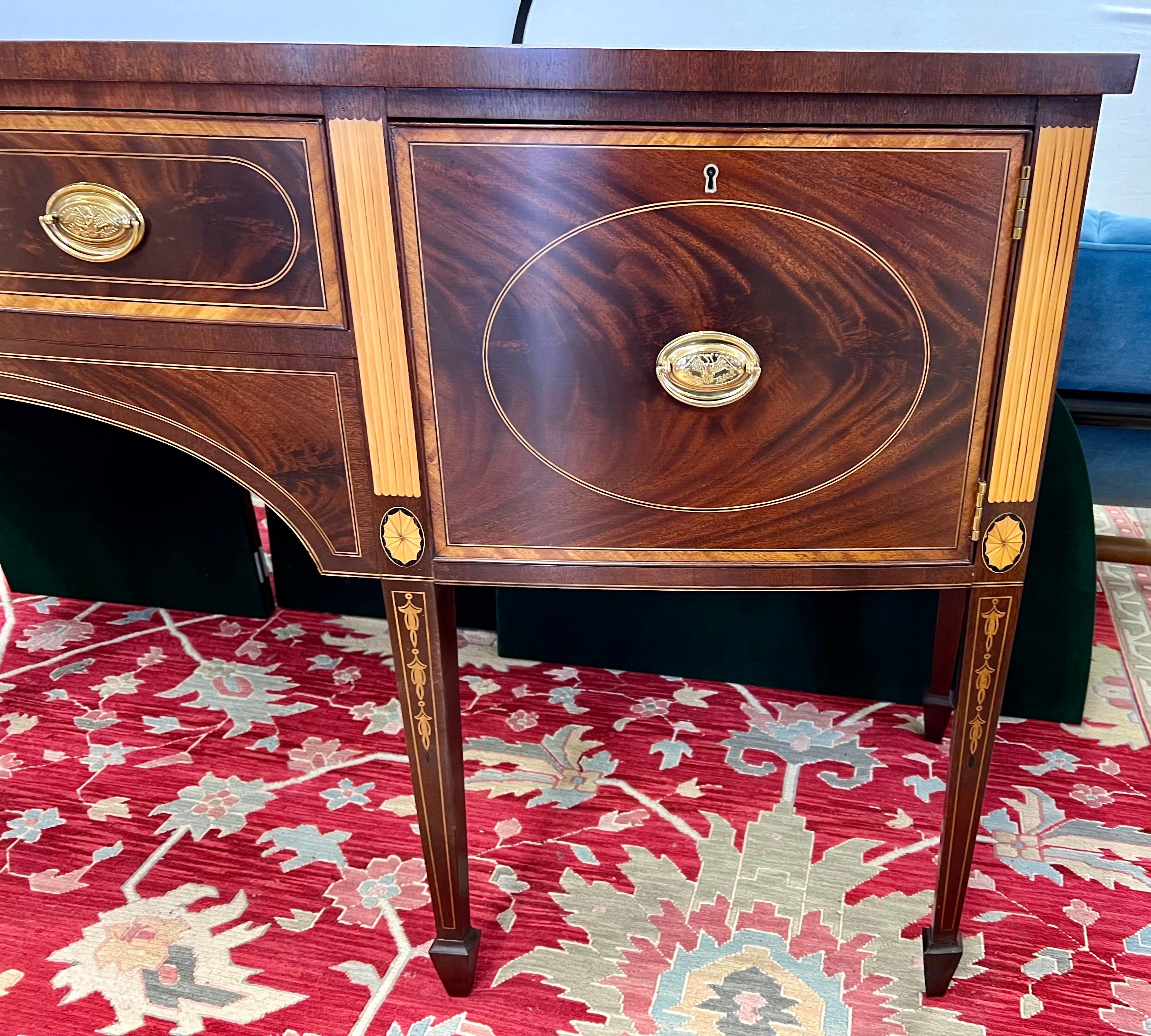Brass Stickley Furniture Federal Mahogany Inlay Sideboard Credenza Buffet For Sale