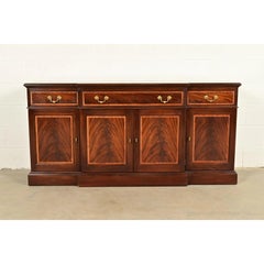 Stickley Georgian Banded Flame Mahogany Sideboard, Credenza, or Bar Cabinet