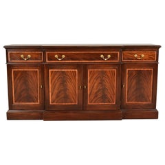 Stickley Georgian Banded Flame Mahogany Sideboard, Credenza, or Bar Cabinet